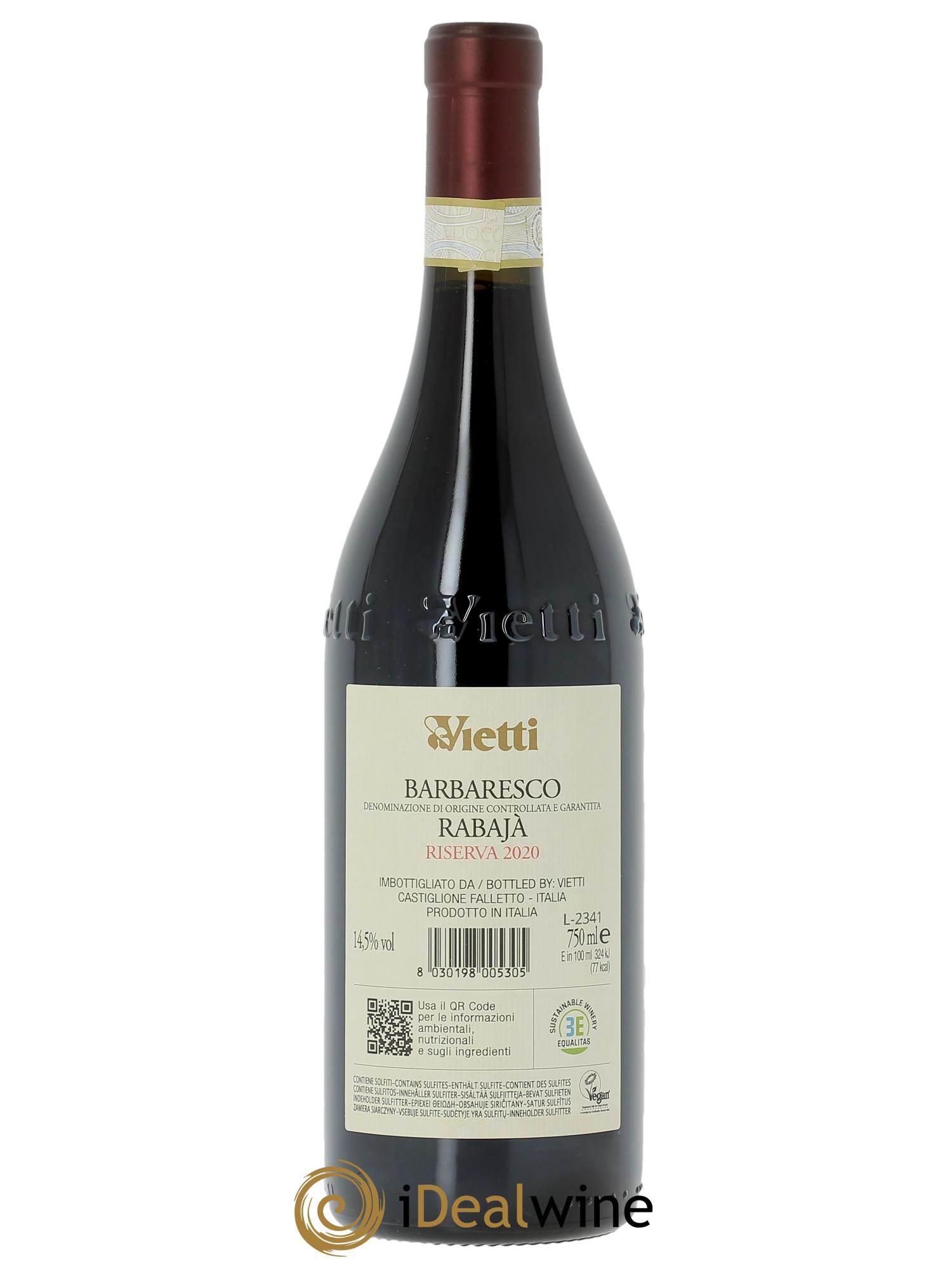 Barbaresco DOCG Riserva Rabaja Vietti  2020 - Posten von 1 Flasche - 2