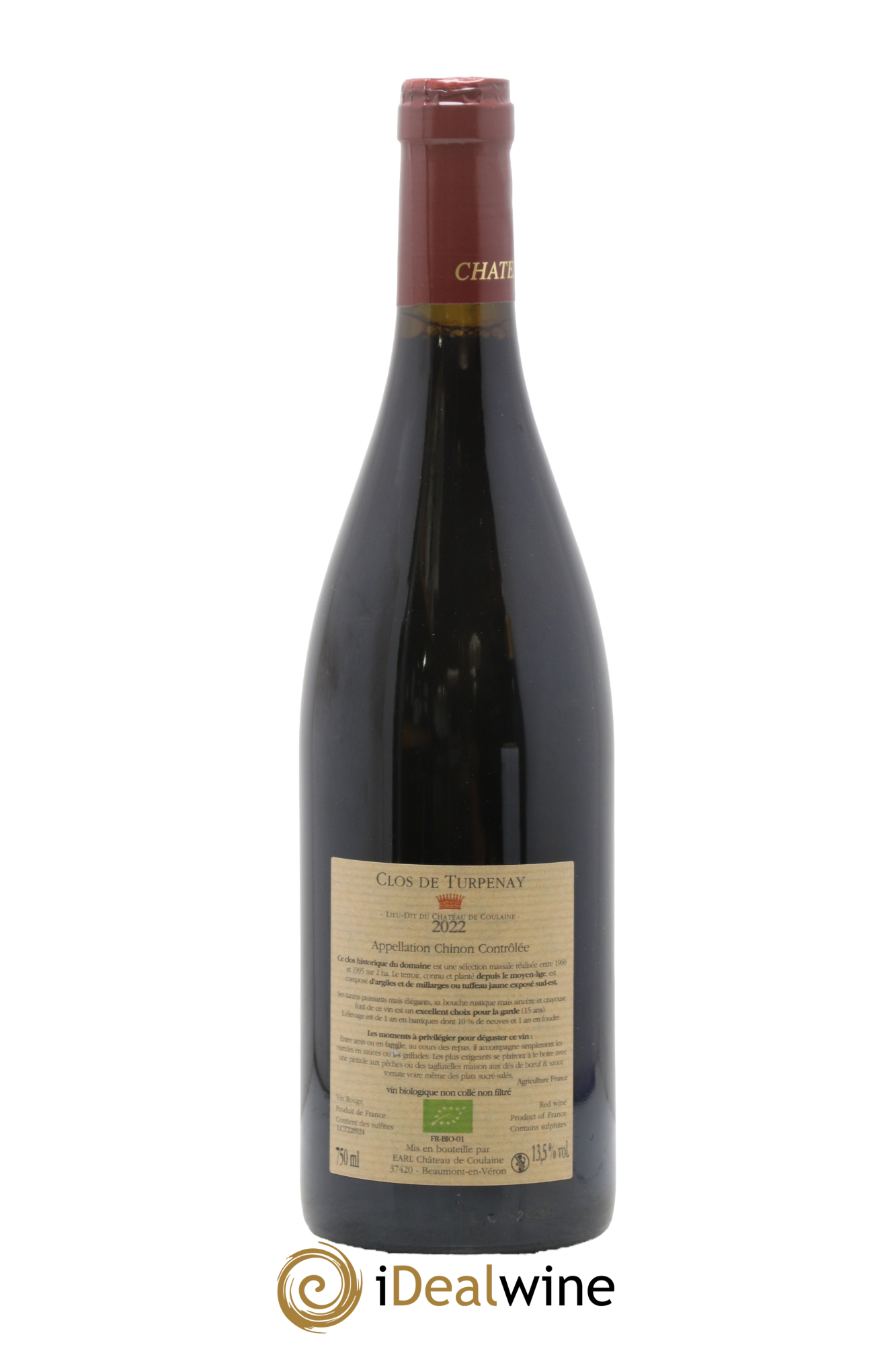 Chinon Clos De Turpenay Château De Coulaine 2022 - Lot de 1 bouteille - 1