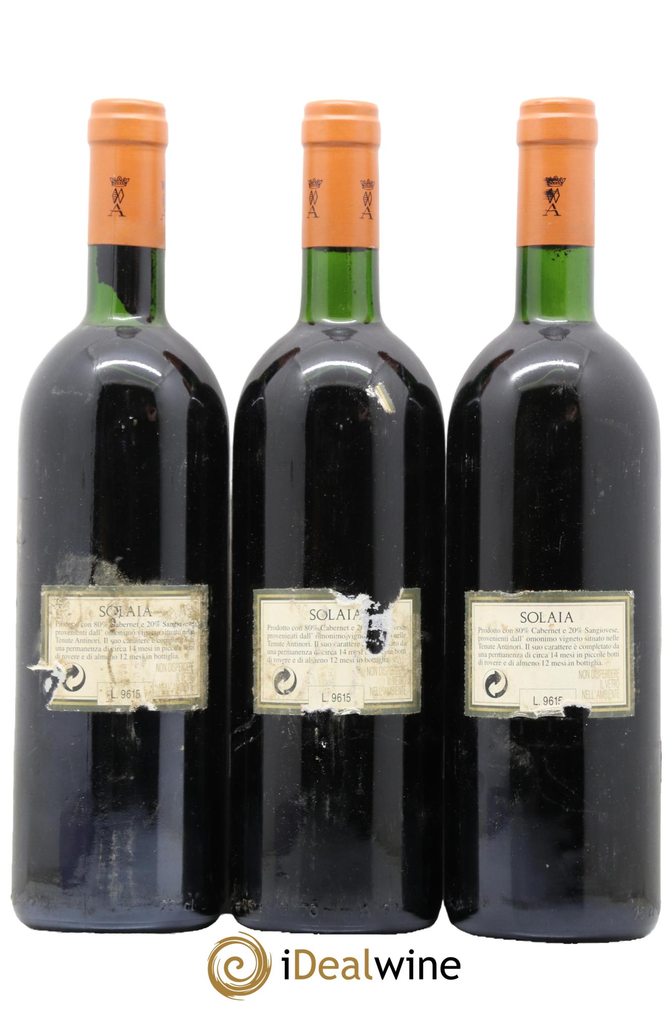 Toscana IGT Solaia Tenuta Tignanello - Marchesi Antinori 1993 - Lot de 3 bouteilles - 1