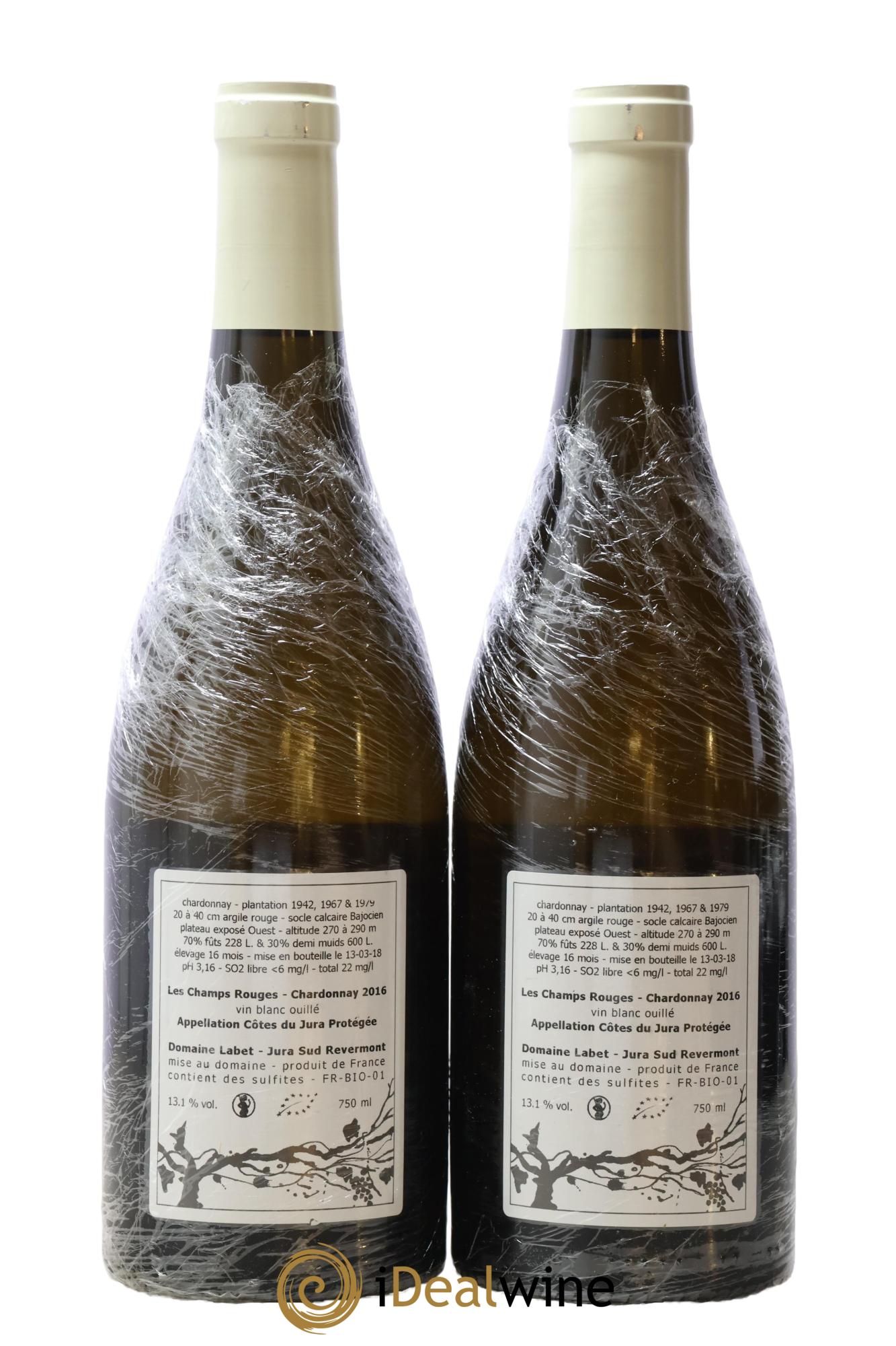 Côtes du Jura Chardonnay Les Champs Rouges Romain - Julien  - Charline Labet 2016 - Lot de 2 bouteilles - 1
