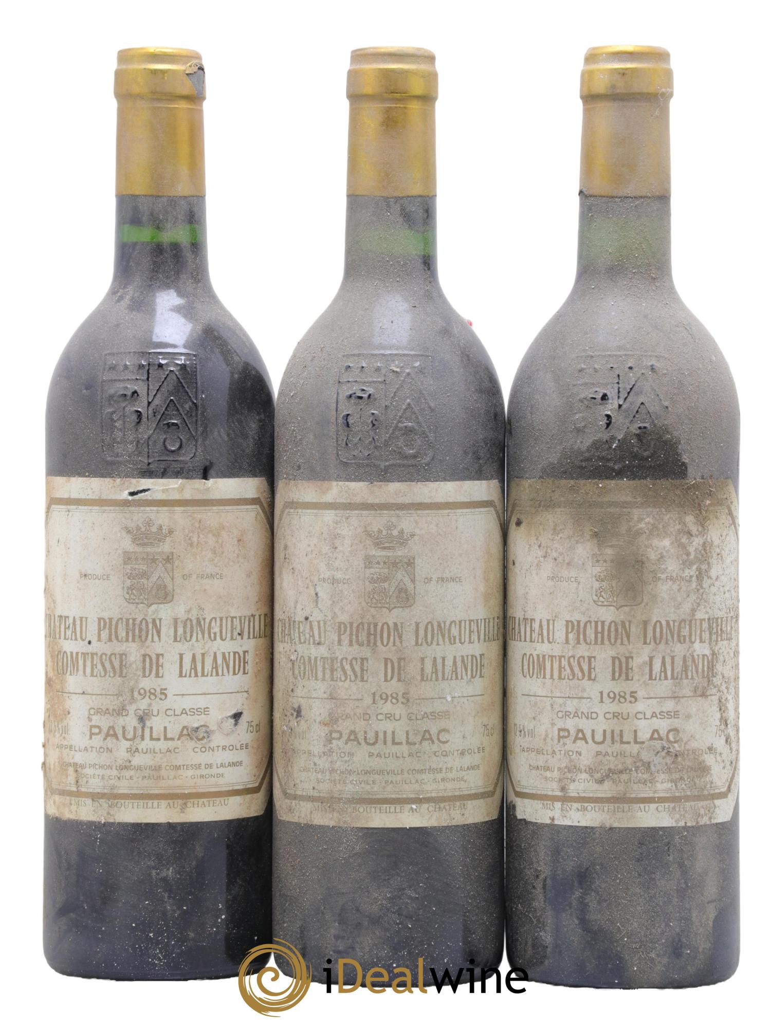 Pichon Longueville Baron 2ème Grand Cru Classé 1985 - Lot de 3 bouteilles - 0