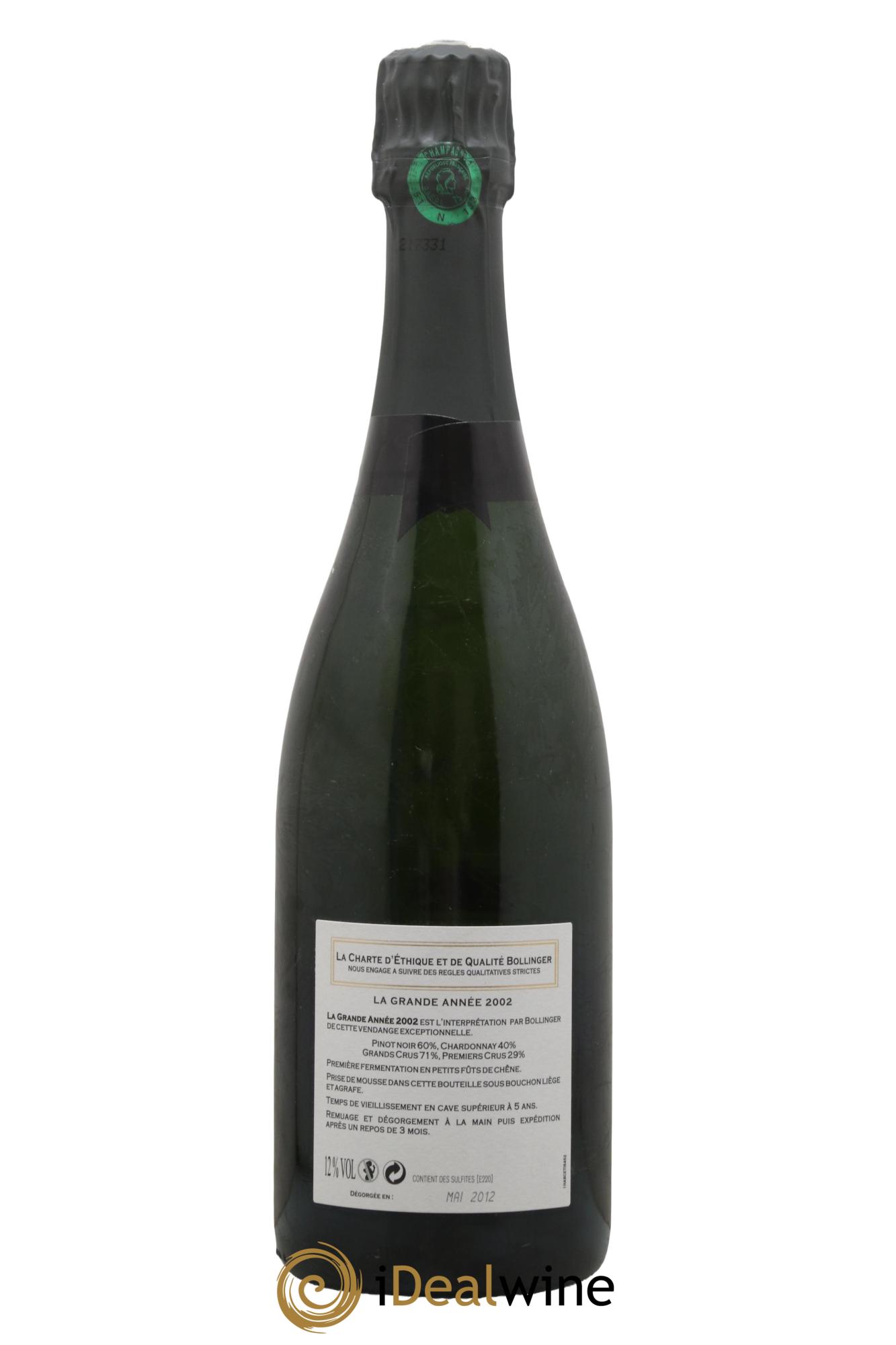Grande Année Brut Bollinger 2002 - Lot of 1 bottle - 1