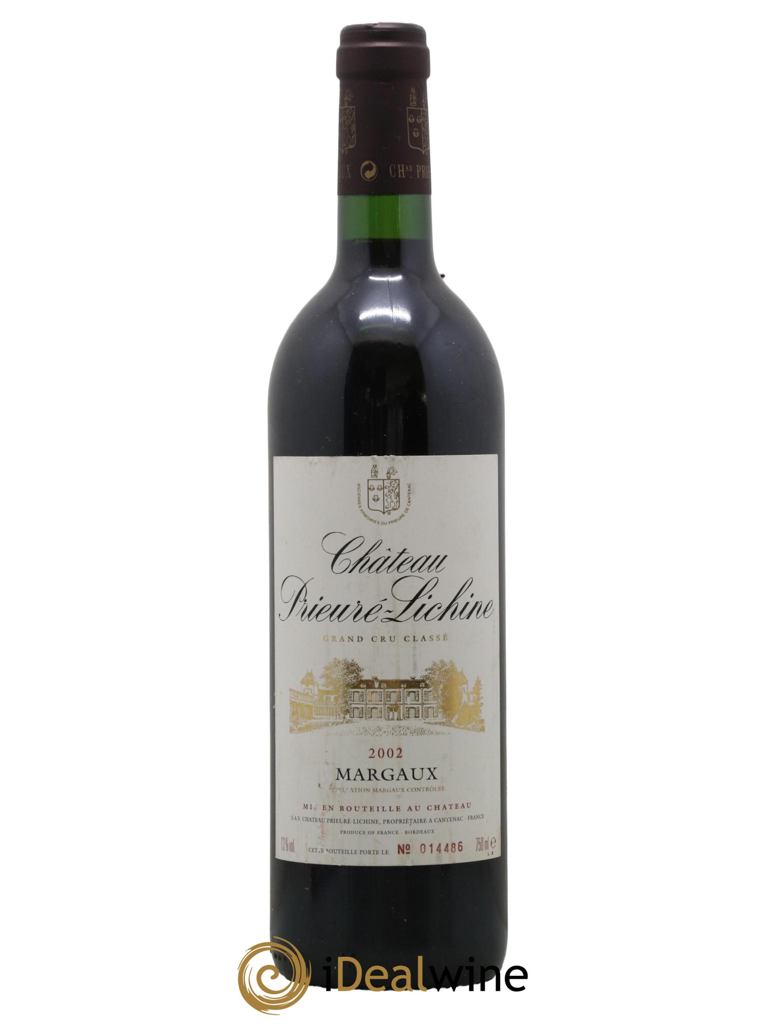 Château Prieuré Lichine 4ème Grand Cru Classé 2002 - Lot de 1 bouteille - 0