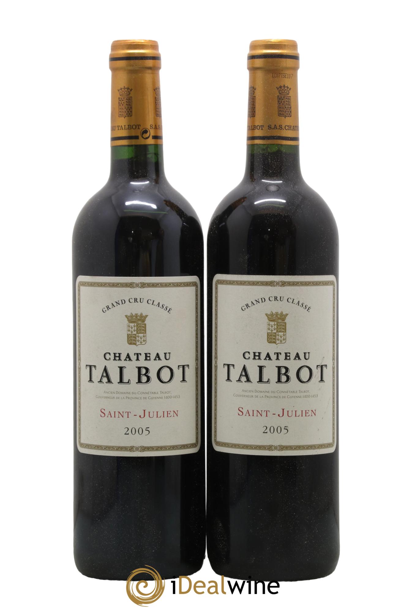 Château Talbot 4ème Grand Cru Classé 2005 - Lotto di 2 bottiglie - 0