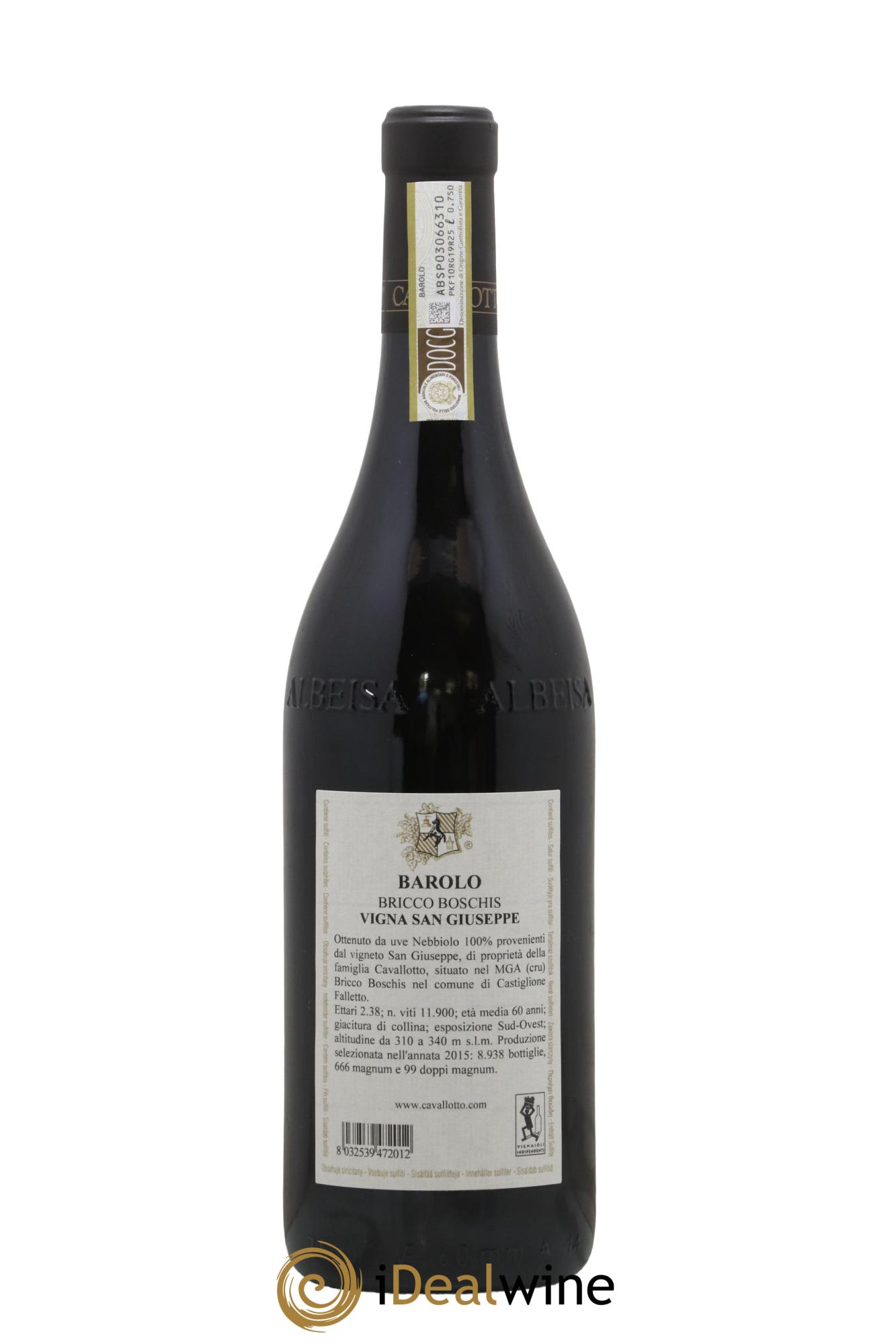 Barolo DOCG Riserva Bricco Boschis Vigna San Giuseppe Cavallotto 2015 - Lotto di 1 bottiglia - 1