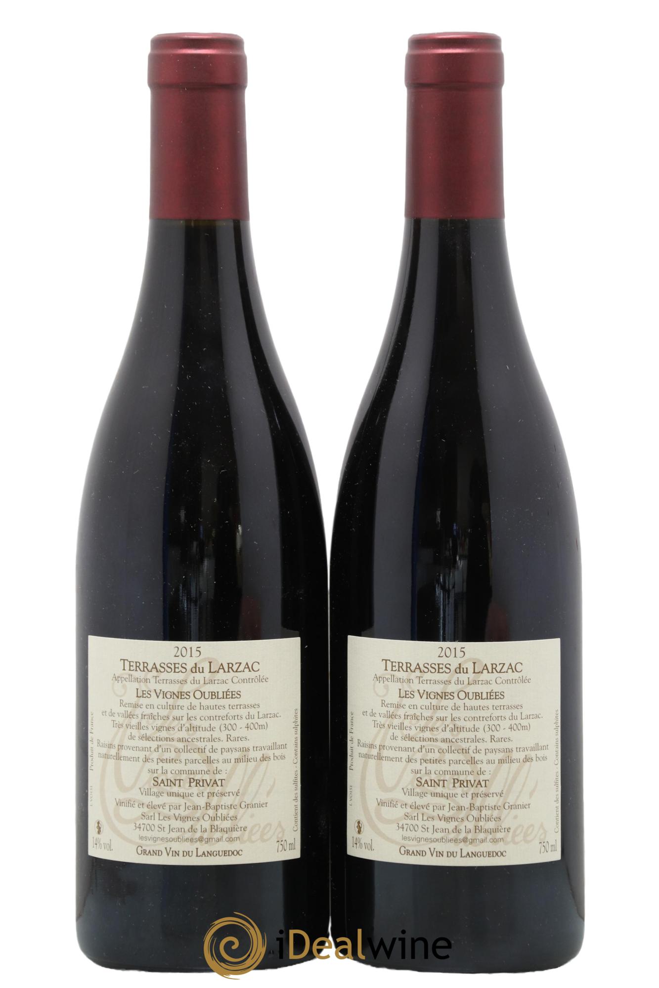 Terrasses du Larzac Les Vignes Oubliées Jean-Baptiste Granier 2015 - Lot de 2 bouteilles - 1