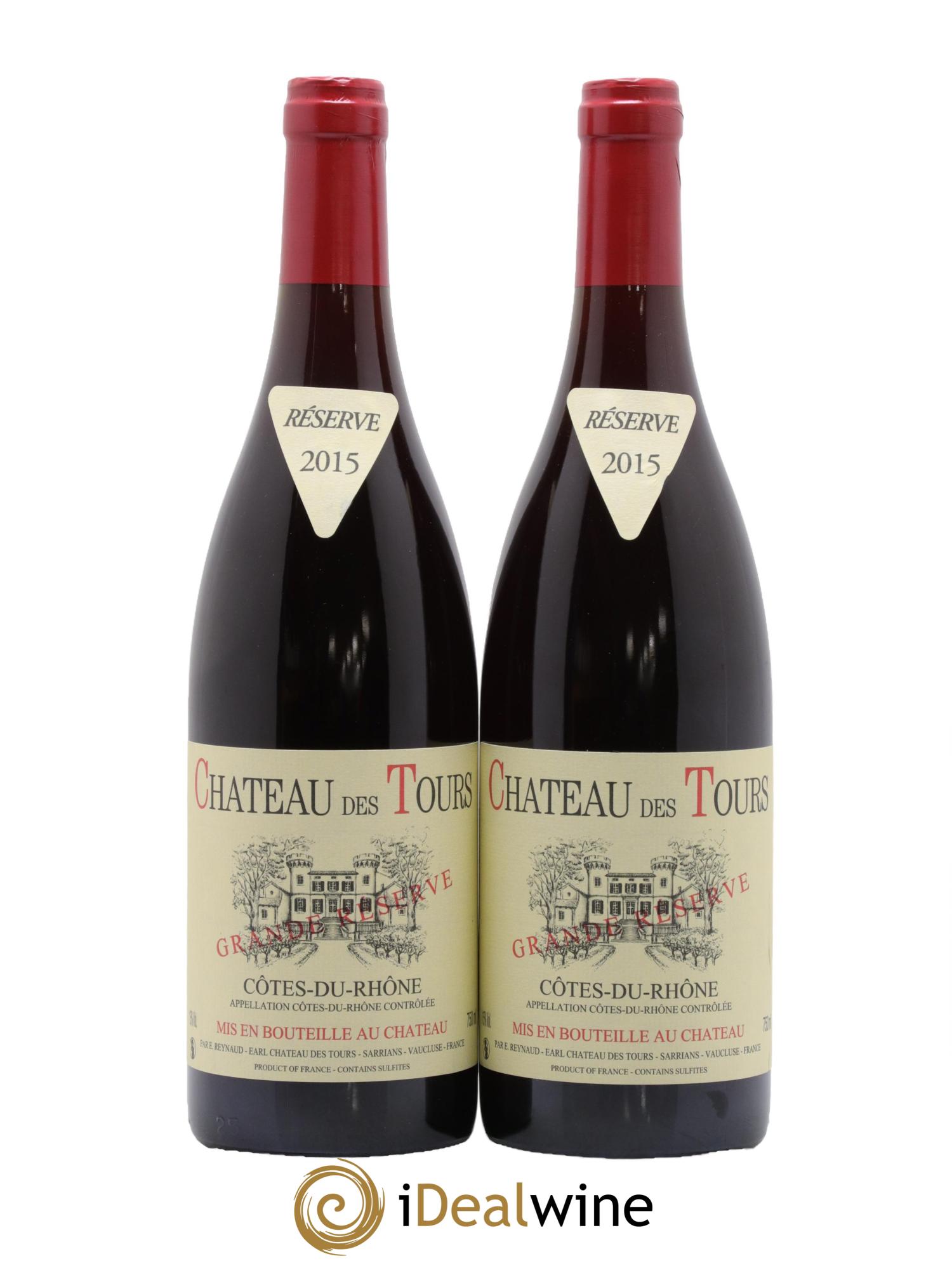 Côtes-du-Rhône Château des Tours Grande Réserve Emmanuel Reynaud 2015 - Lot de 2 bouteilles - 0