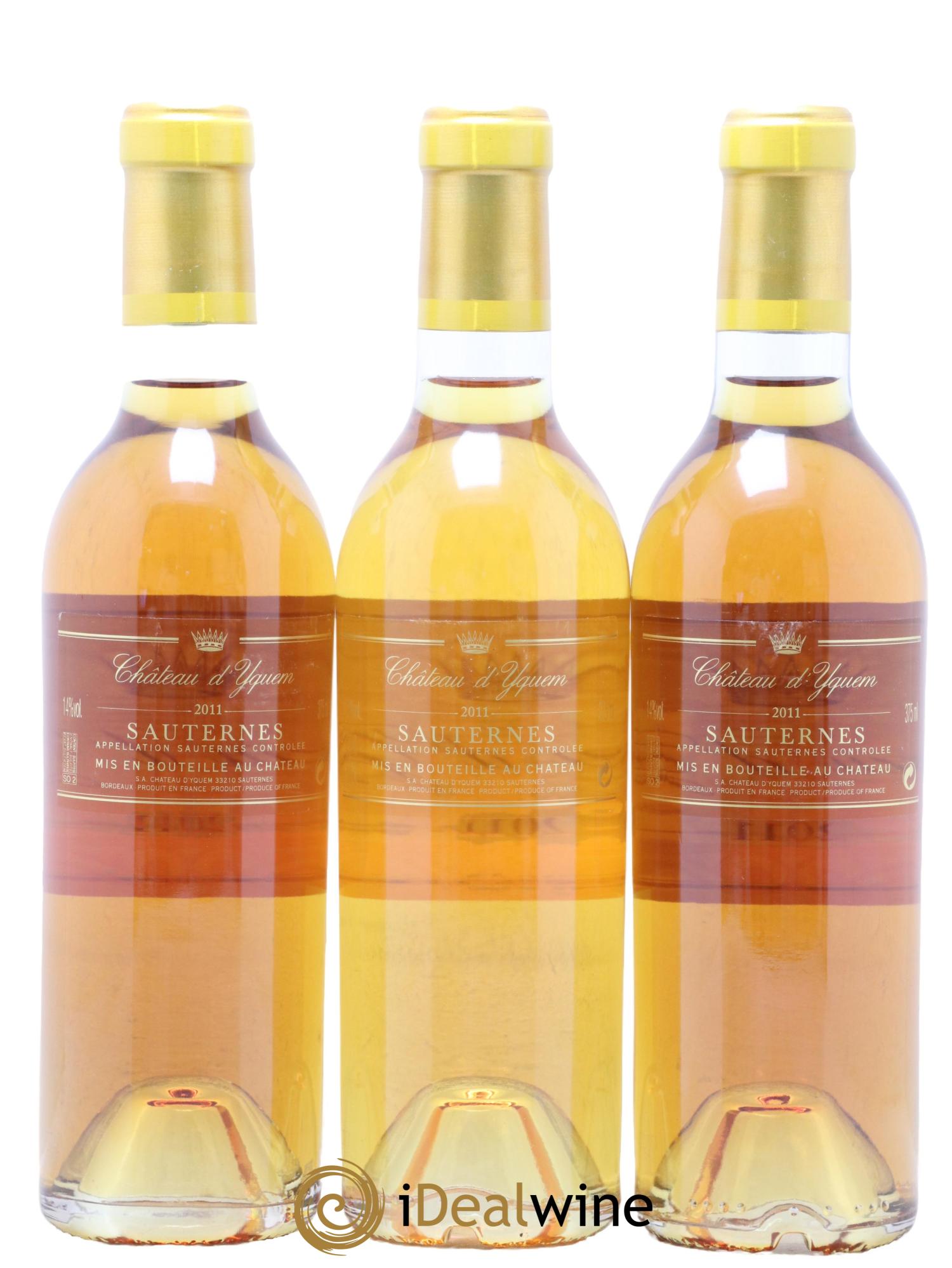 Château d' Yquem 1er Cru Classé Supérieur 2011 - Lotto di 3 mezze bottiglie - 1