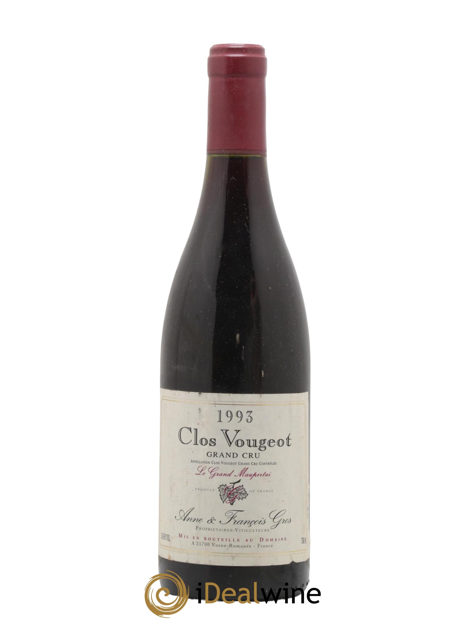 Clos Vougeot Grand Cru Le Grand Maupertui A.-F. Gros 1993 - Lot de 1 bouteille - 0