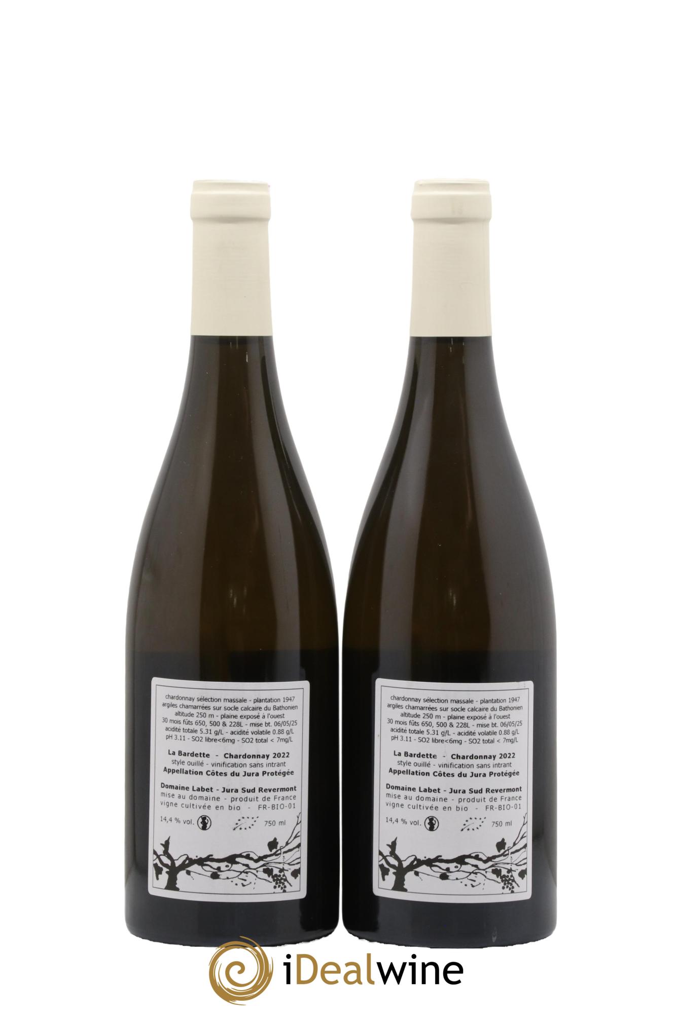 Côtes du Jura Chardonnay La Bardette Romain - Julien  - Charline Labet 2022 - Lot of 2 bottles - 1