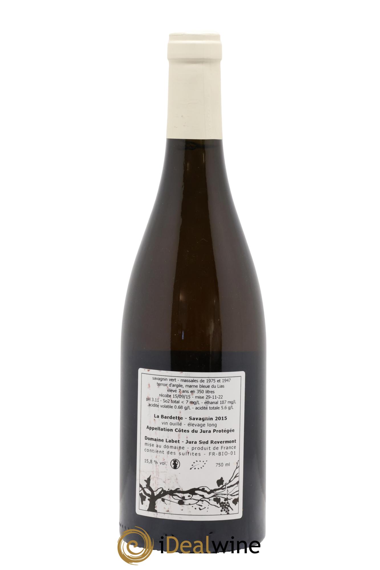 Côtes du Jura Savagnin La Bardette Elevage Long Romain - Julien  - Charline Labet 2015 - Lot of 1 bottle - 1