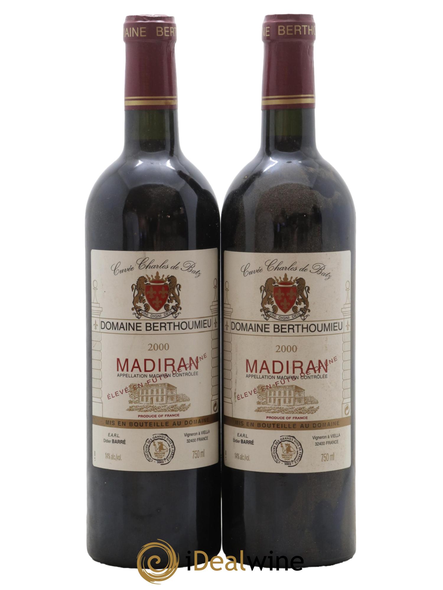 Madiran Cuvee Charles de Batz Domaine Berthoumieu 2000 - Lot de 2 bouteilles - 0