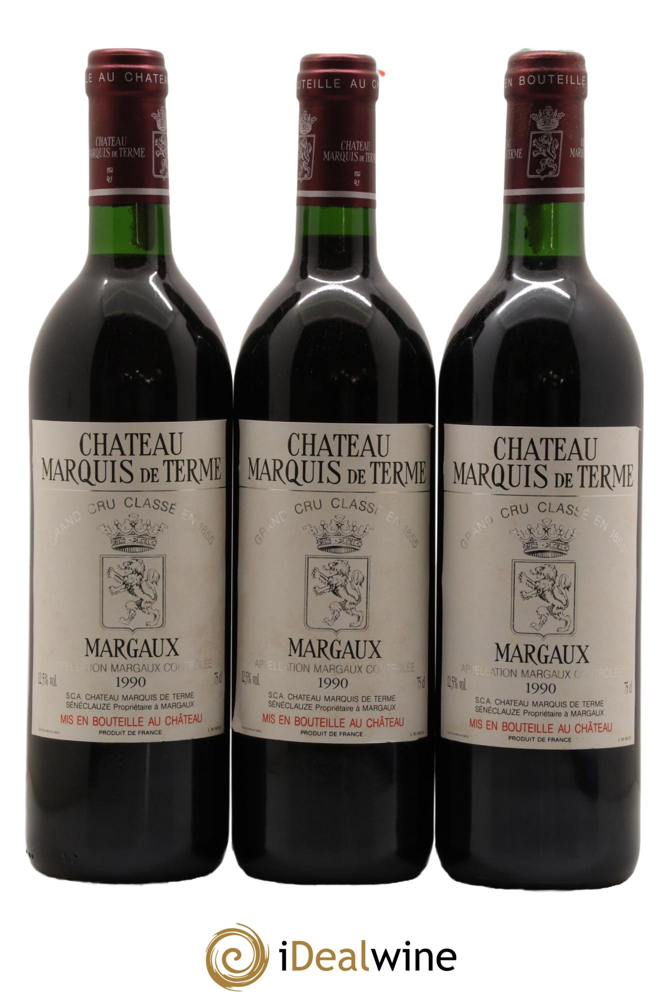 Château Marquis de Terme 4ème Grand Cru Classé 1990 - Lot de 12 bouteilles - 1