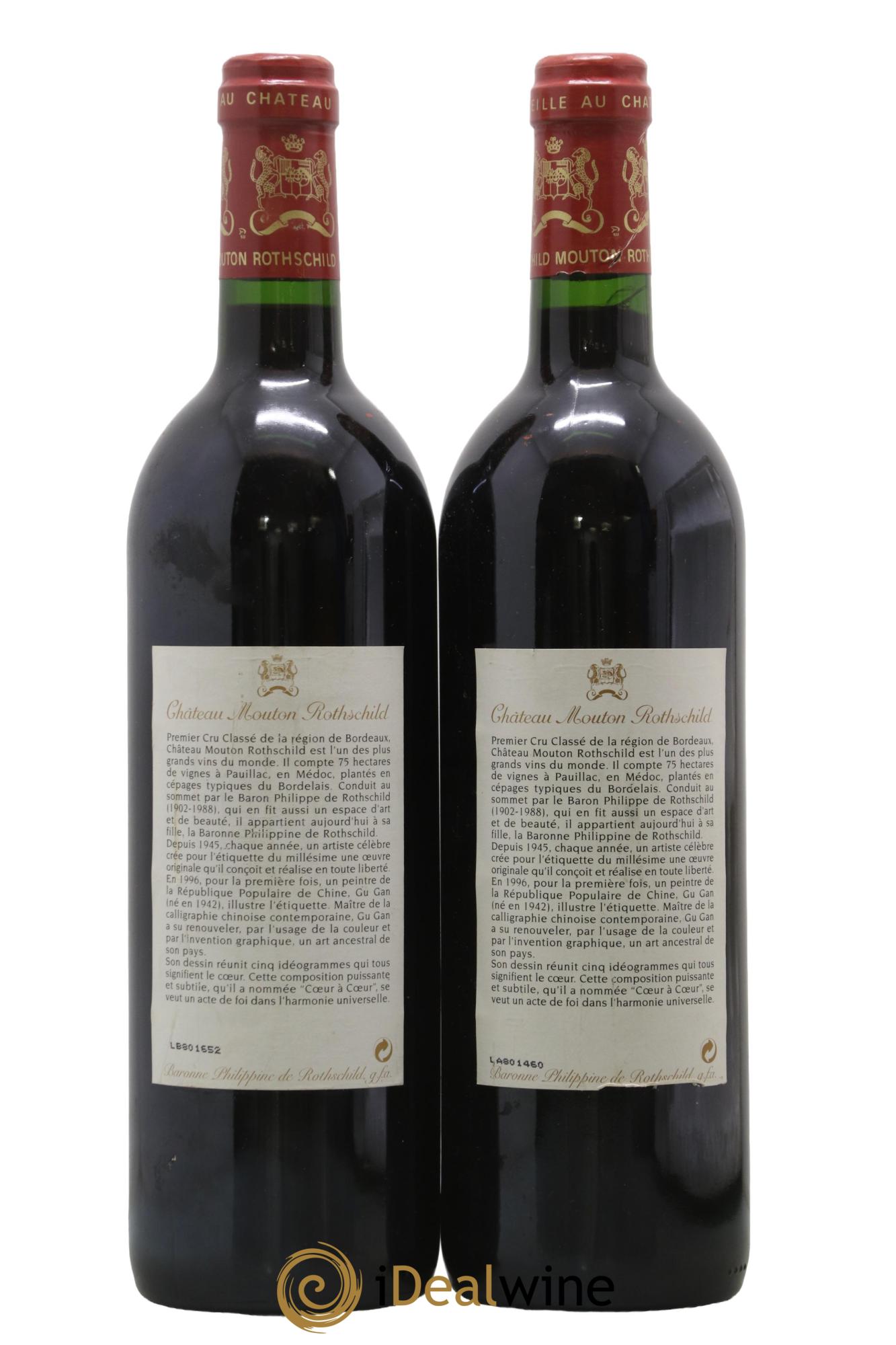 Château Mouton Rothschild 1er Grand Cru Classé 1996 - Lot de 2 bouteilles - 1