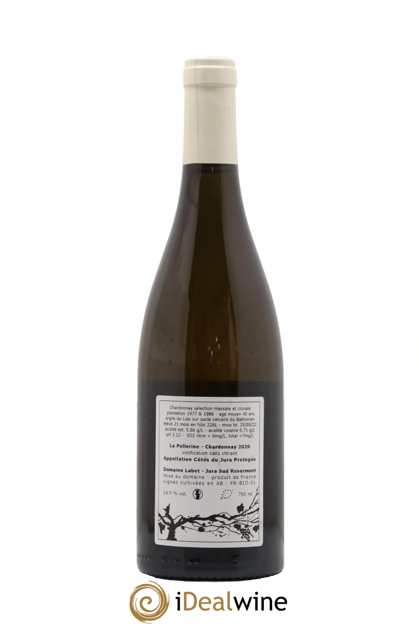 Côtes du Jura Chardonnay La Pellerine Romain - Julien - Charline Labet 2020 - Lot de 1 bouteille - 1