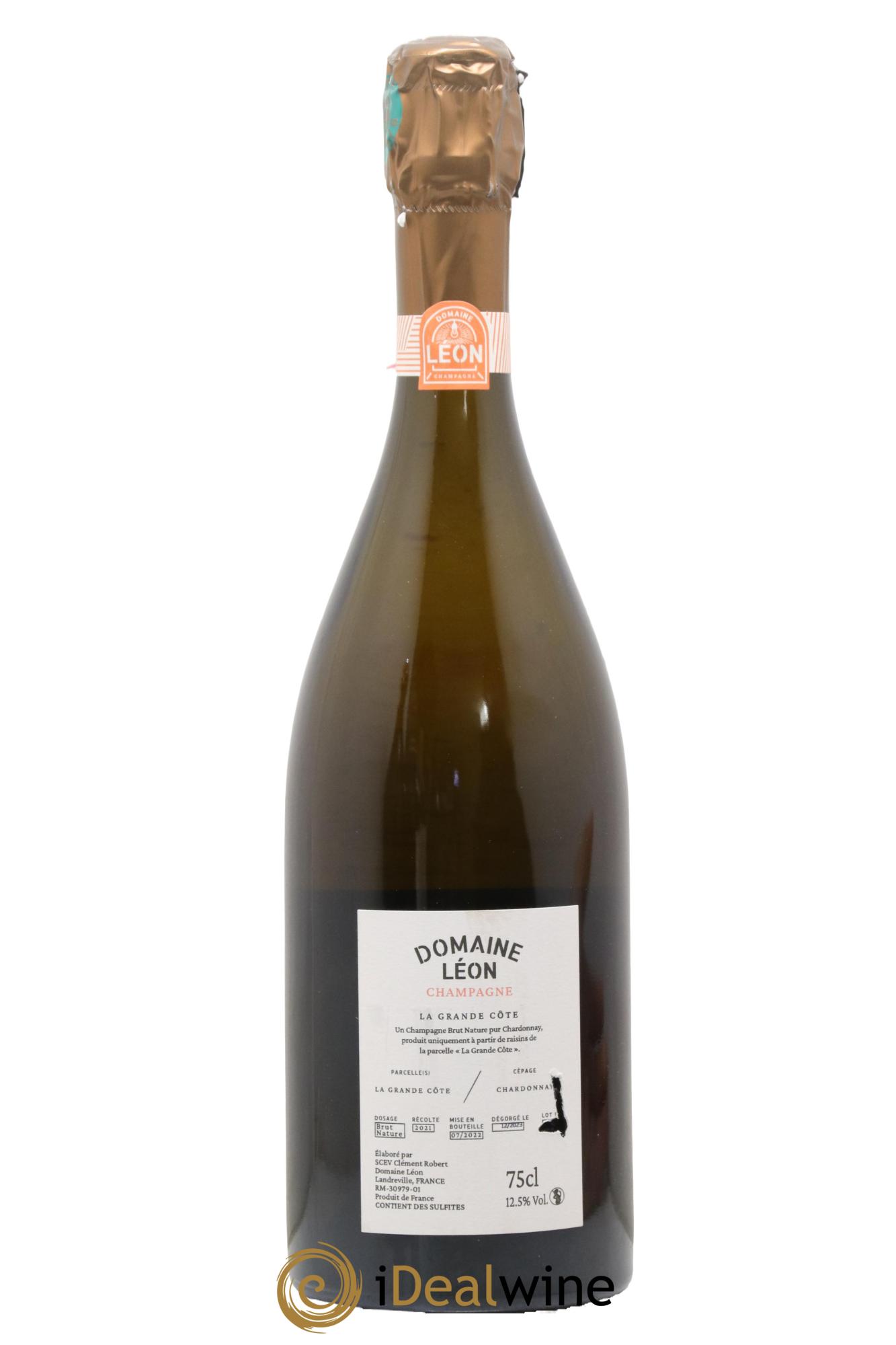 Champagne Blanc de Blancs La Grande Côte Champagne Léon - Lot de 1 bouteille - 1