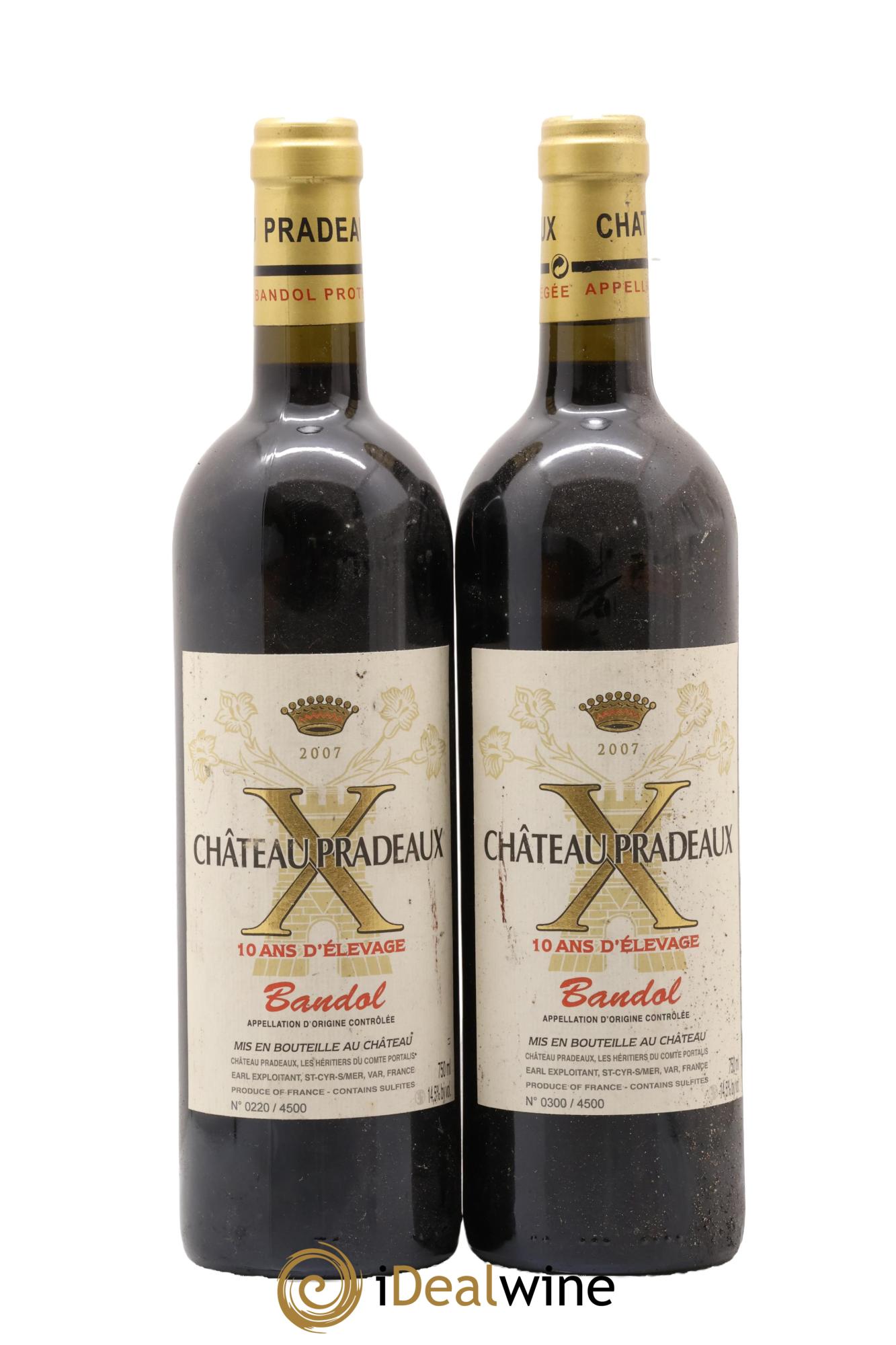 Bandol X 10 Ans D'Elevage Château Pradeaux 2007 - Lot de 2 bouteilles - 0