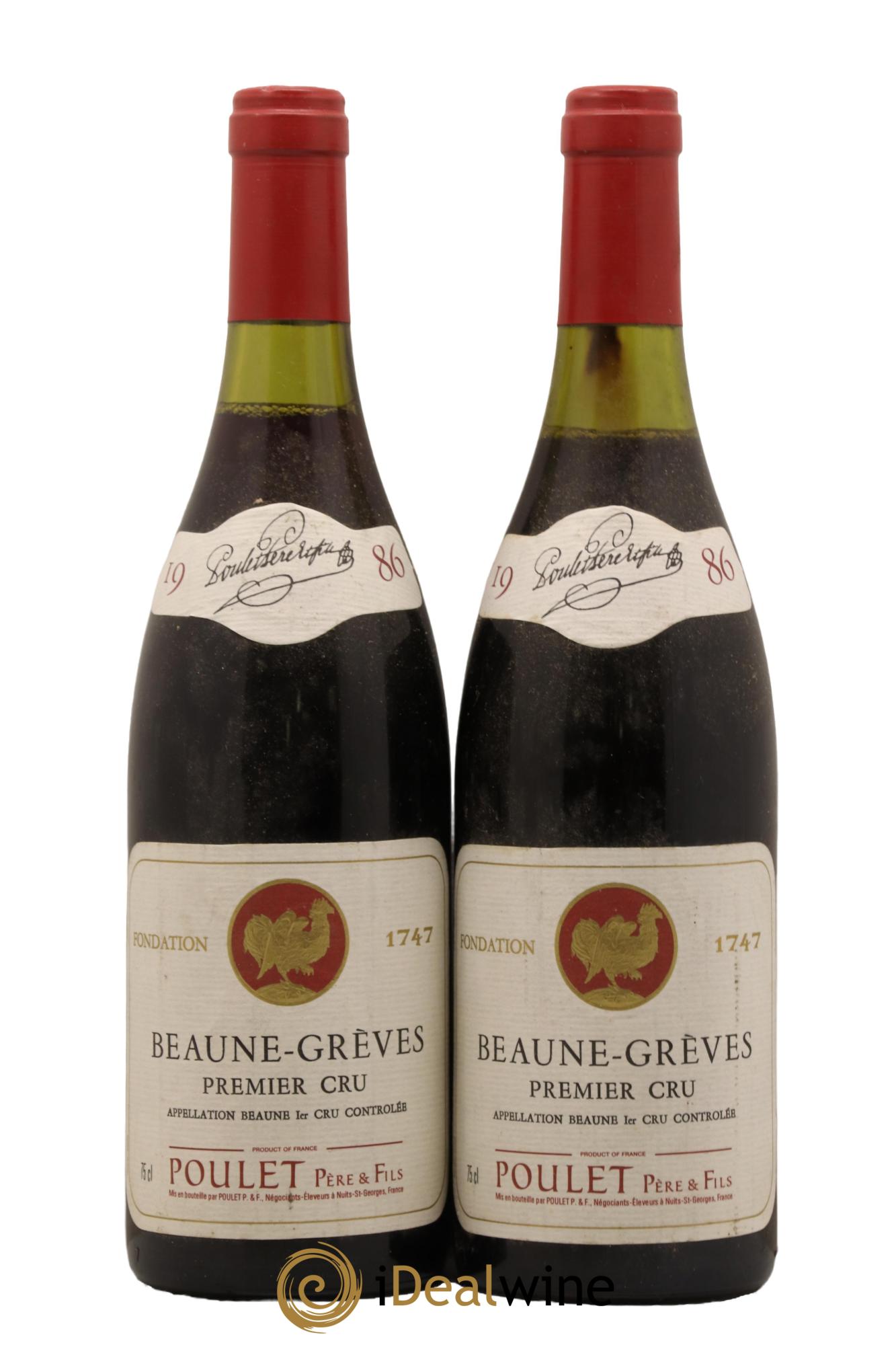 Beaune 1er Cru Greves Domaine Poulet Pere et Fils 1986 - Lot de 2 bouteilles - 0