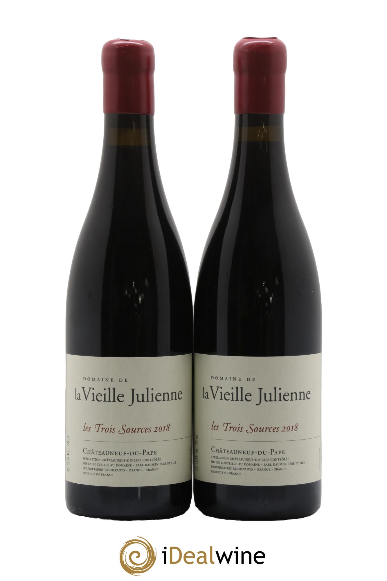 Châteauneuf-du-Pape Vieille Julienne (Domaine de la) Les Trois Sources Jean-Paul Daumen 2018 - Lot of 2 bottles - 0