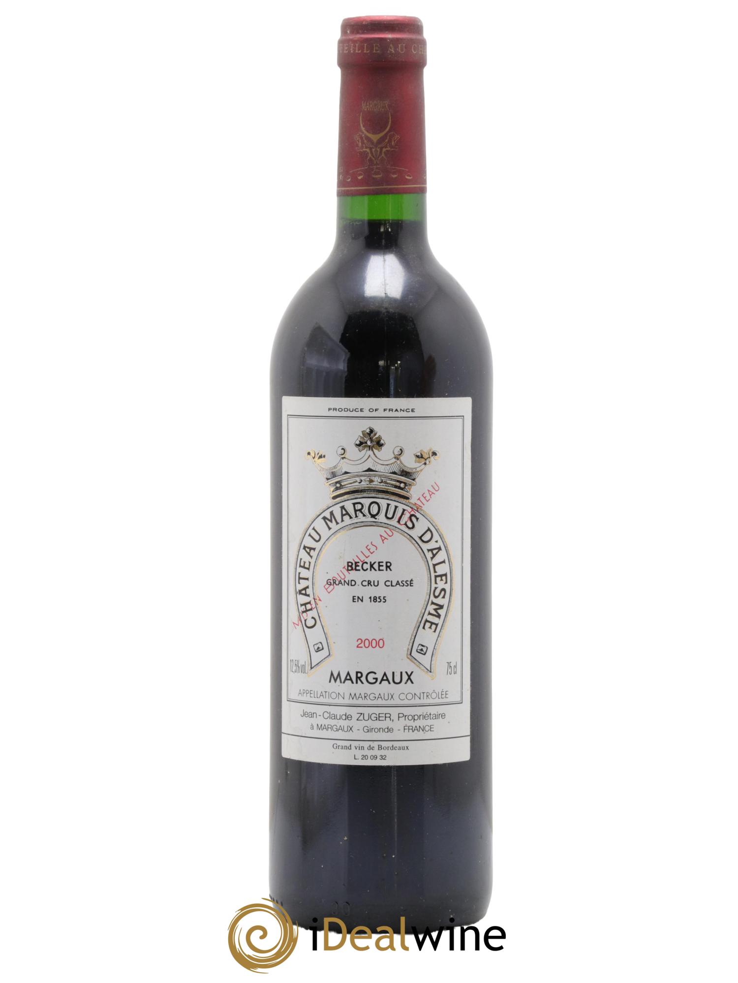 Château Marquis d'Alesme Becker 3ème Grand Cru Classé 2000 - Lot of 1 bottle - 0