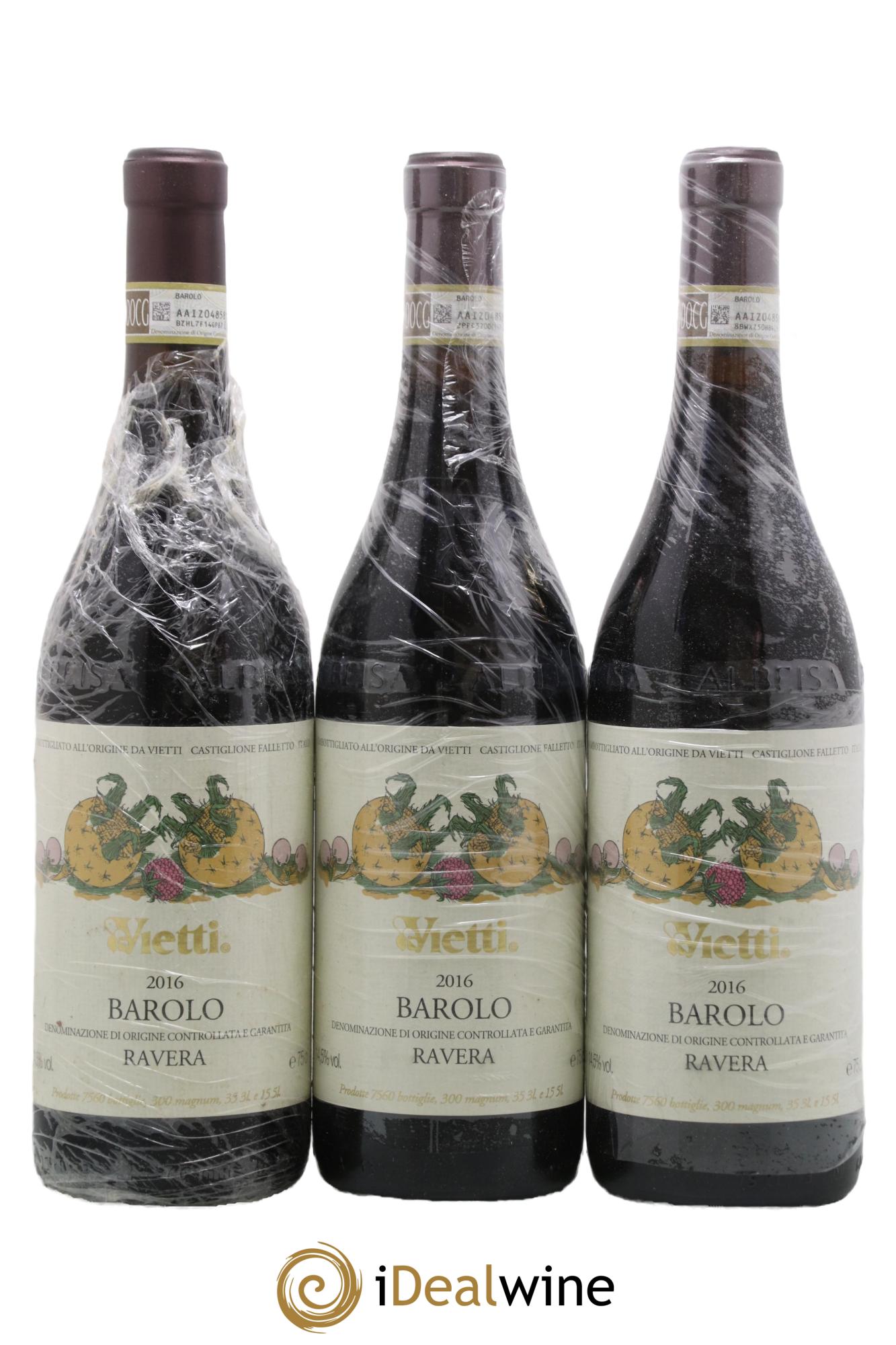 Barolo DOCG Ravera Vietti 2016 - Lot of 3 bottles - 0