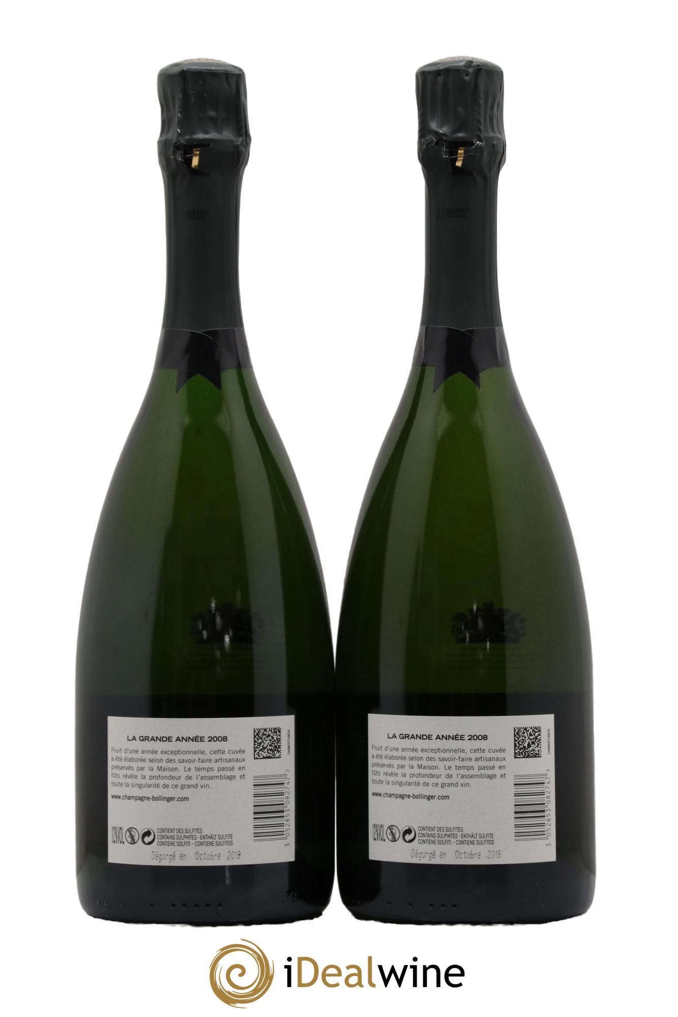 Grande Année Brut Bollinger 2008 - Lot of 2 bottles - 1