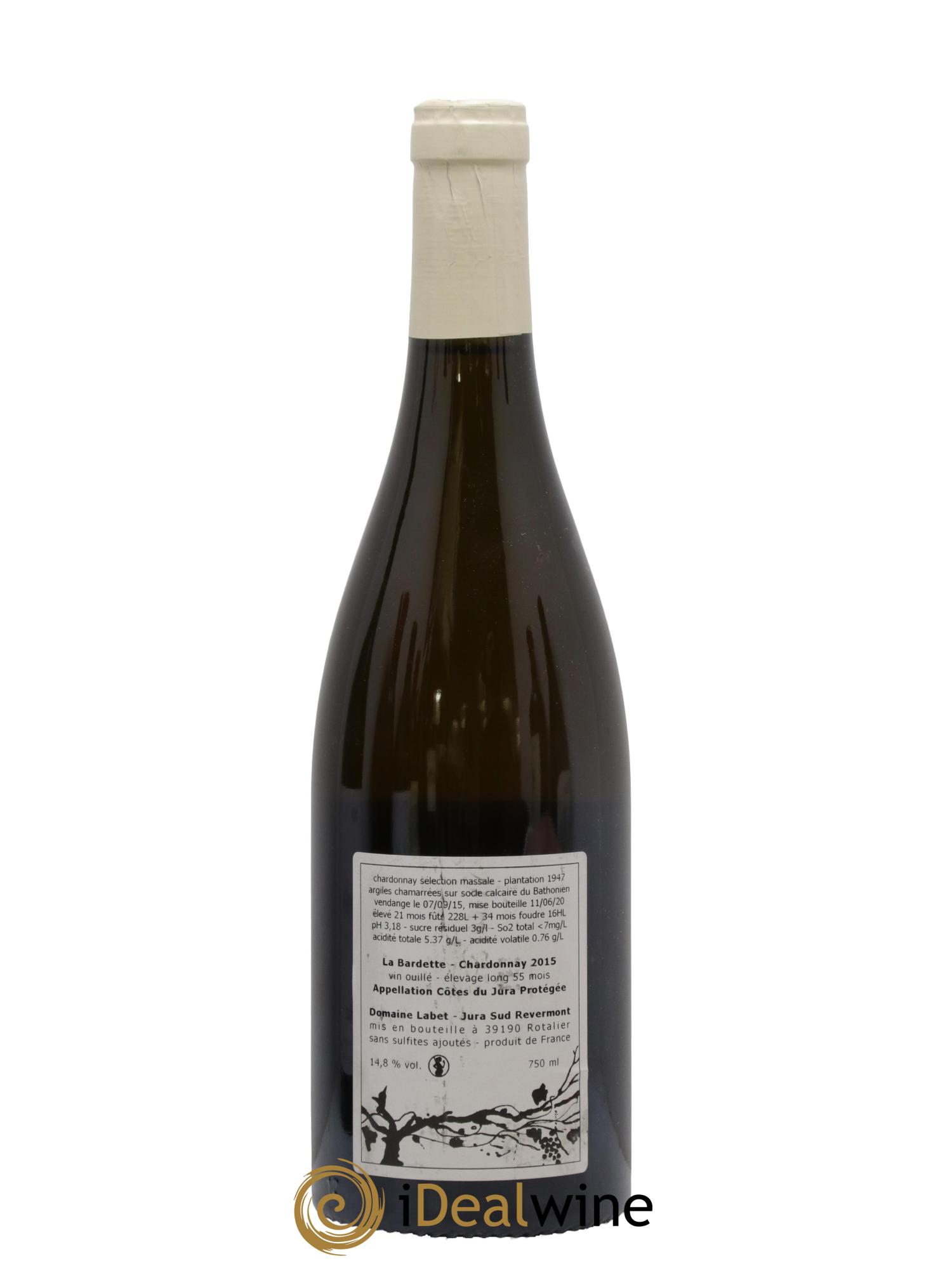Côtes du Jura Chardonnay La Bardette élevage long 55 mois Domaine Labet 2015 - Lot of 1 bottle - 1