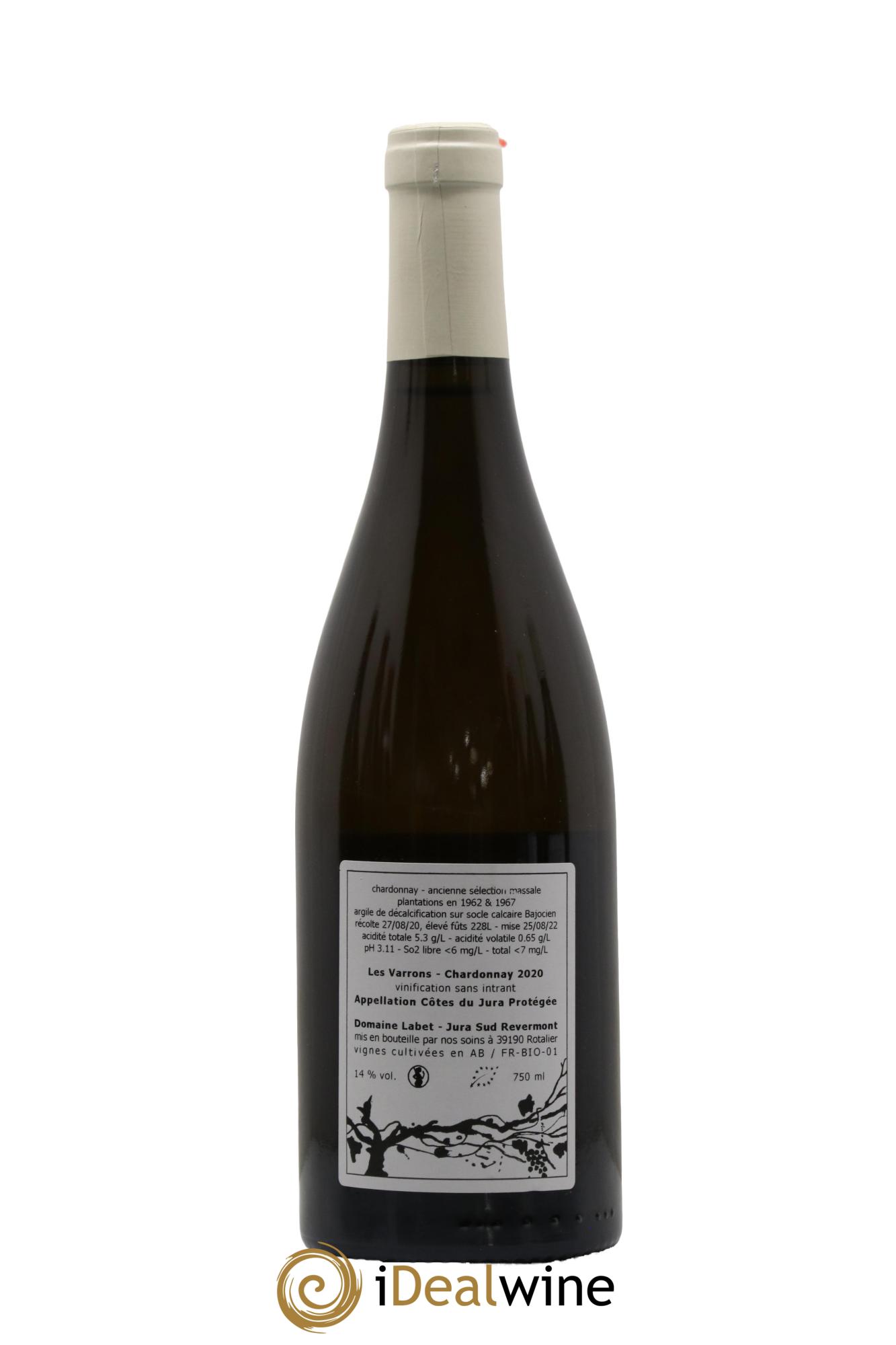 Côtes du Jura Chardonnay Les Varrons Romain - Julien - Charline Labet 2020 - Lot de 1 bouteille - 1