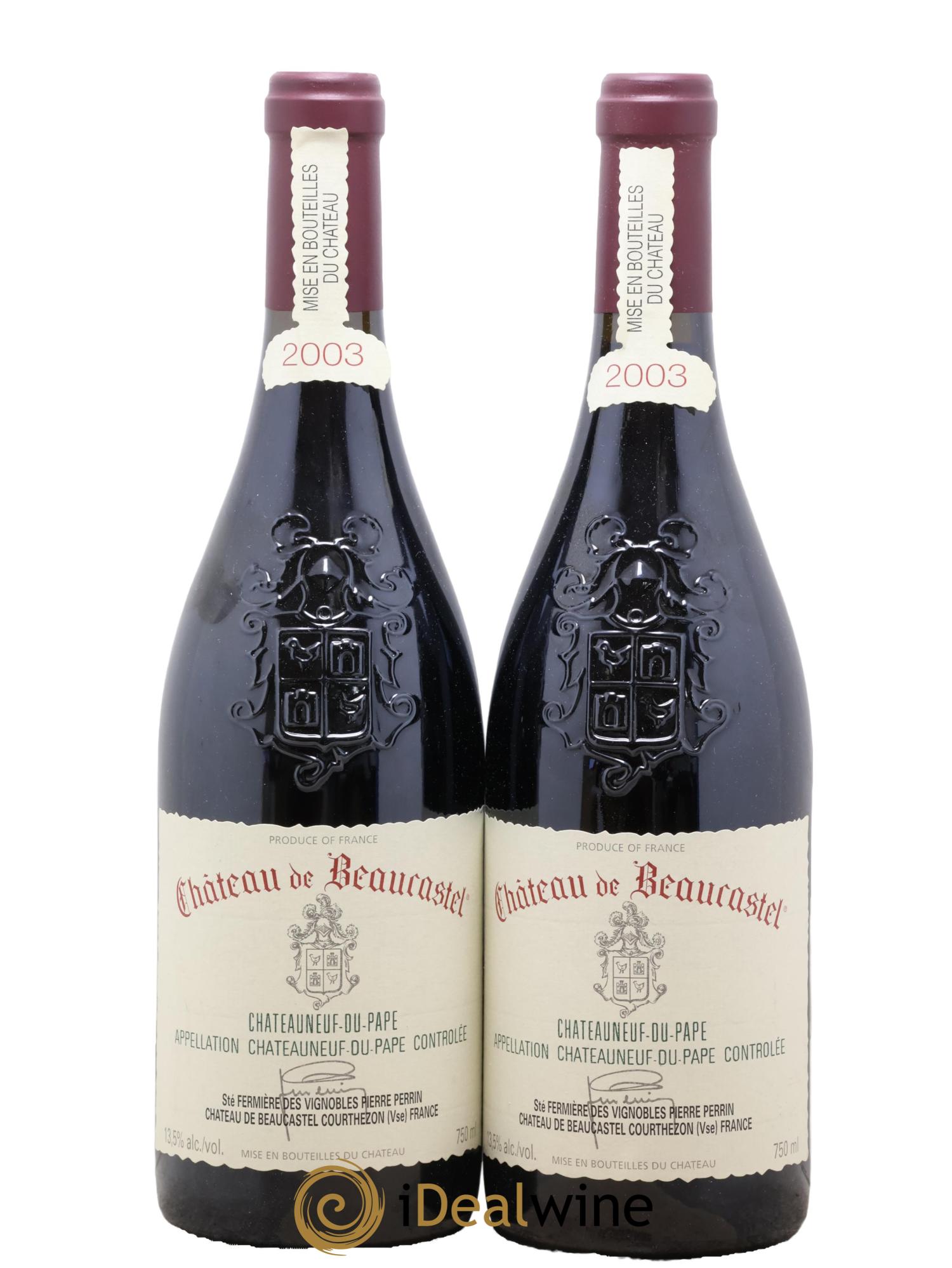 Châteauneuf-du-Pape Château de Beaucastel Famille Perrin 2003 - Lot de 2 bouteilles - 0
