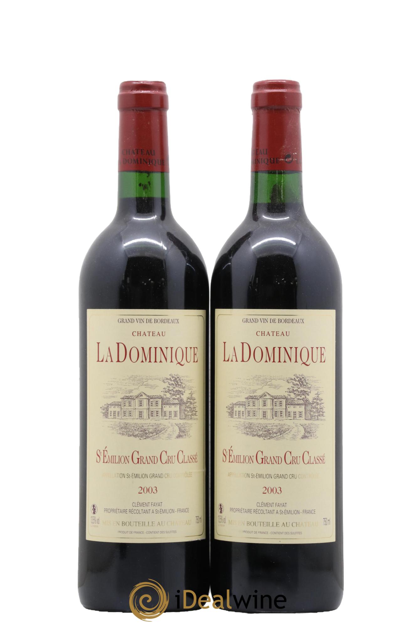Château la Dominique Grand Cru Classé 2003 - Lot de 2 bouteilles - 0