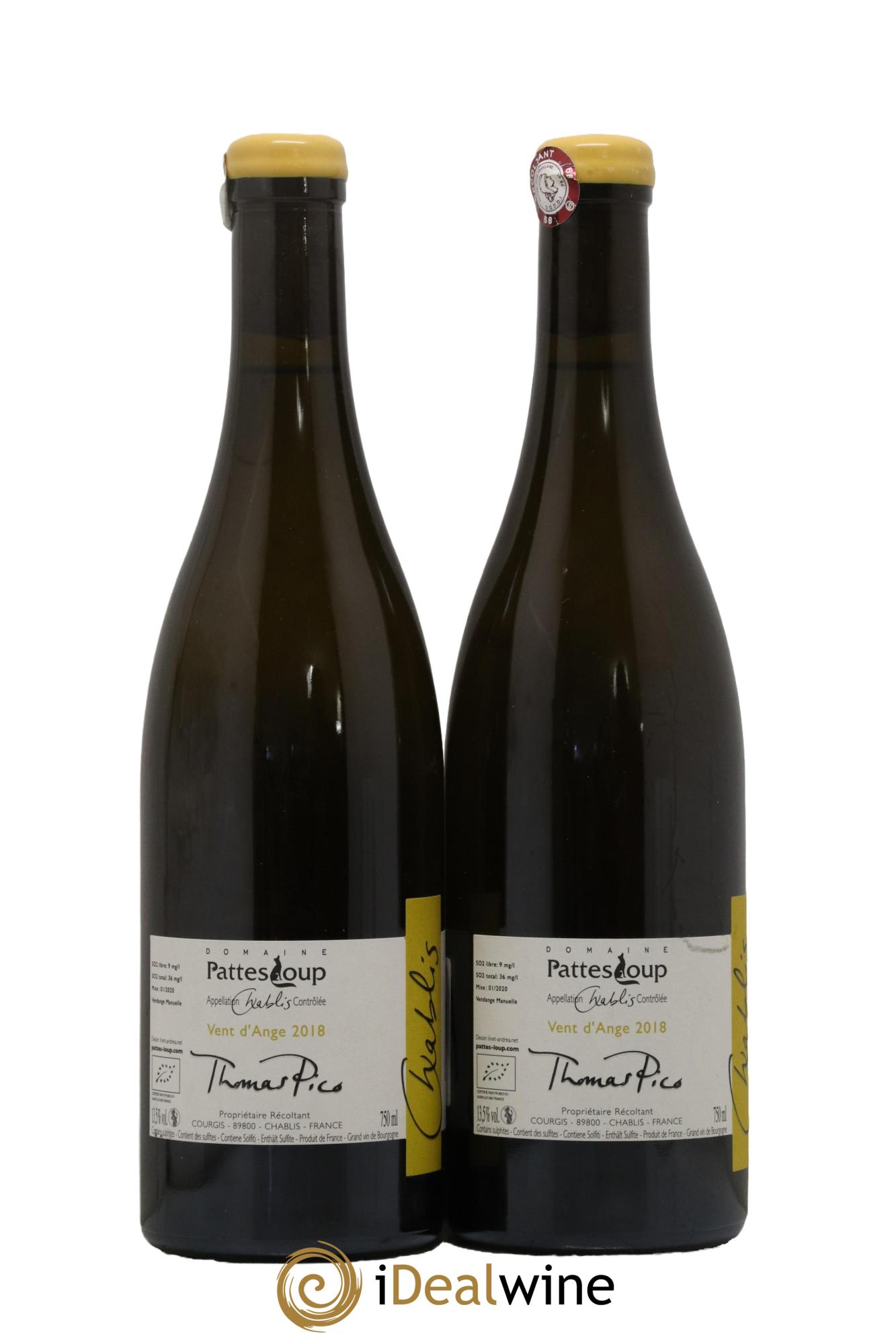 Chablis Vent d'Ange Pattes Loup (Domaine) 2018 - Lotto di 2 bottiglie - 1
