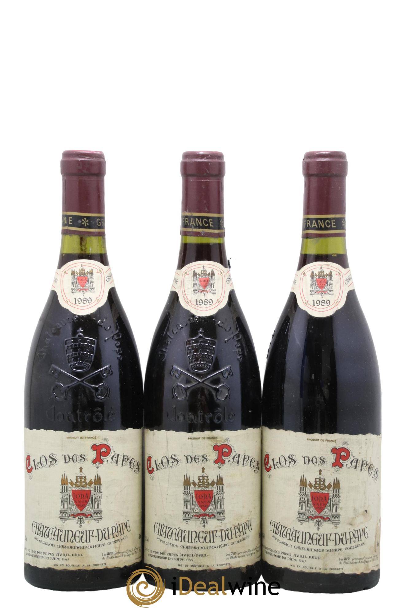 Châteauneuf-du-Pape Clos des Papes - Paul Avril 1989 - Lot de 3 bouteilles - 0