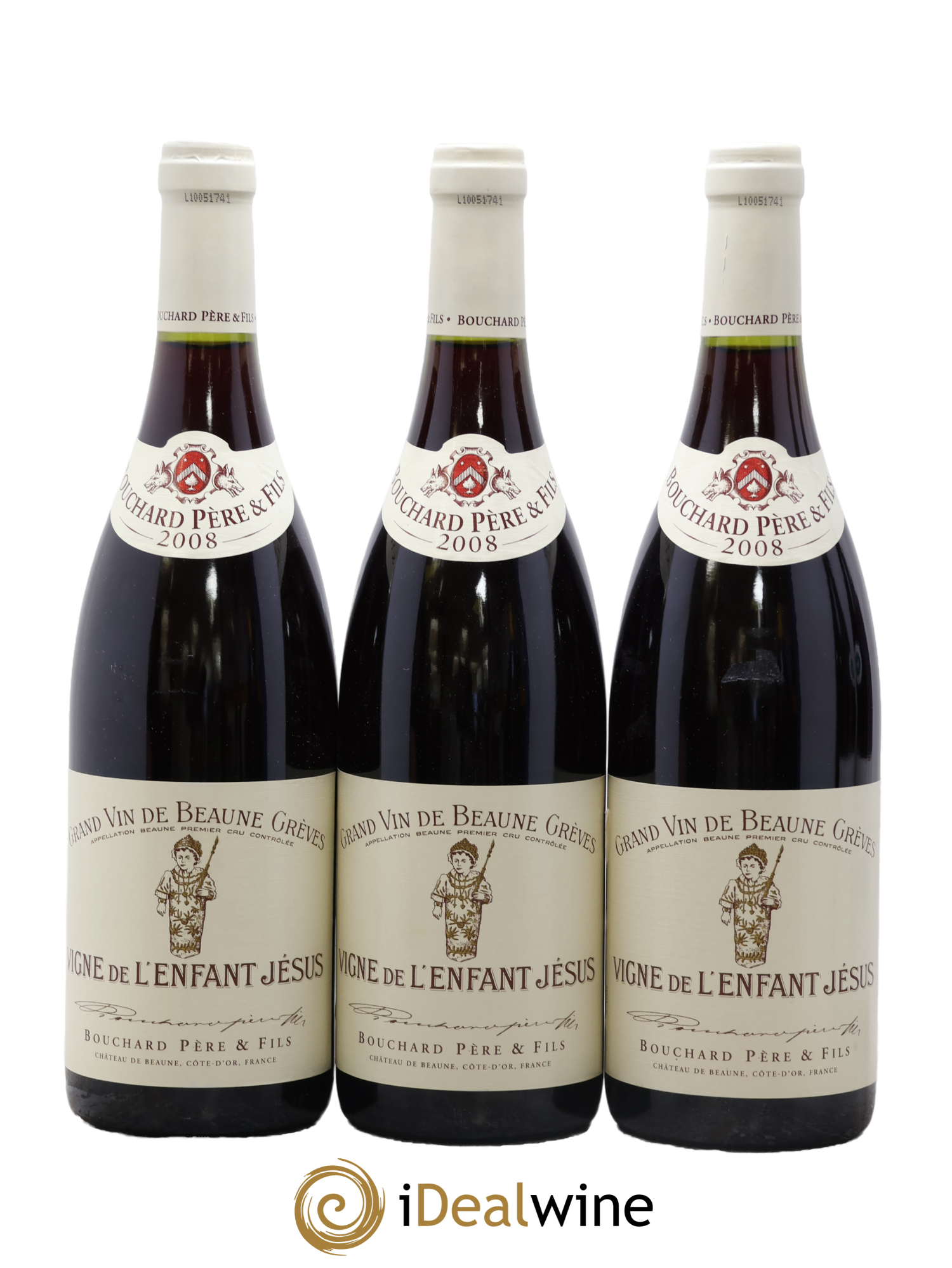 Beaune 1er Cru Grèves - Vigne de l'Enfant Jésus Bouchard Père & Fils 2008 - Lot de 3 bouteilles - 0
