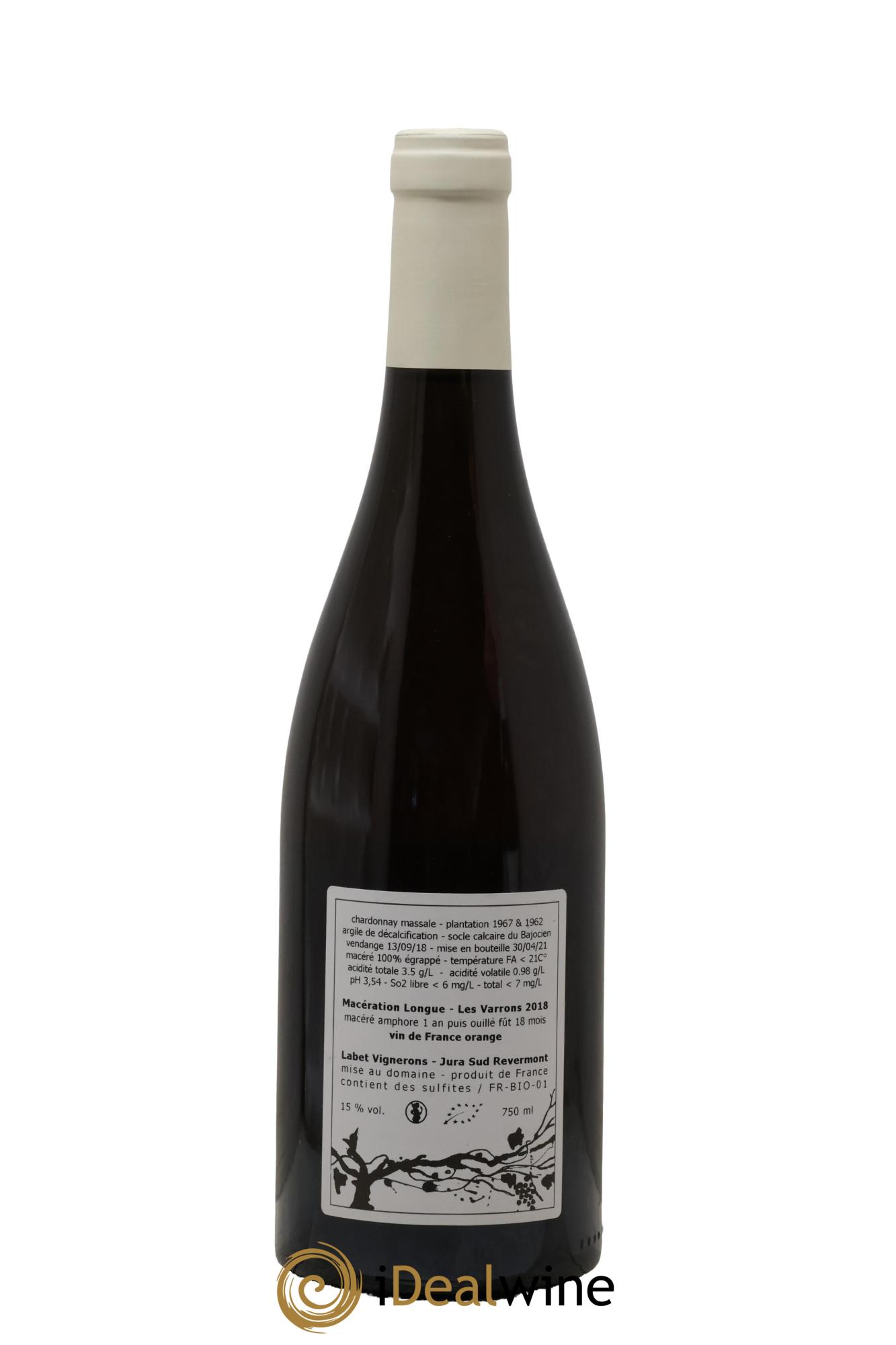 Côtes du Jura Chardonnay Les Varrons Macération Romain - Julien - Charline Labet 2018 - Lot of 1 bottle - 1