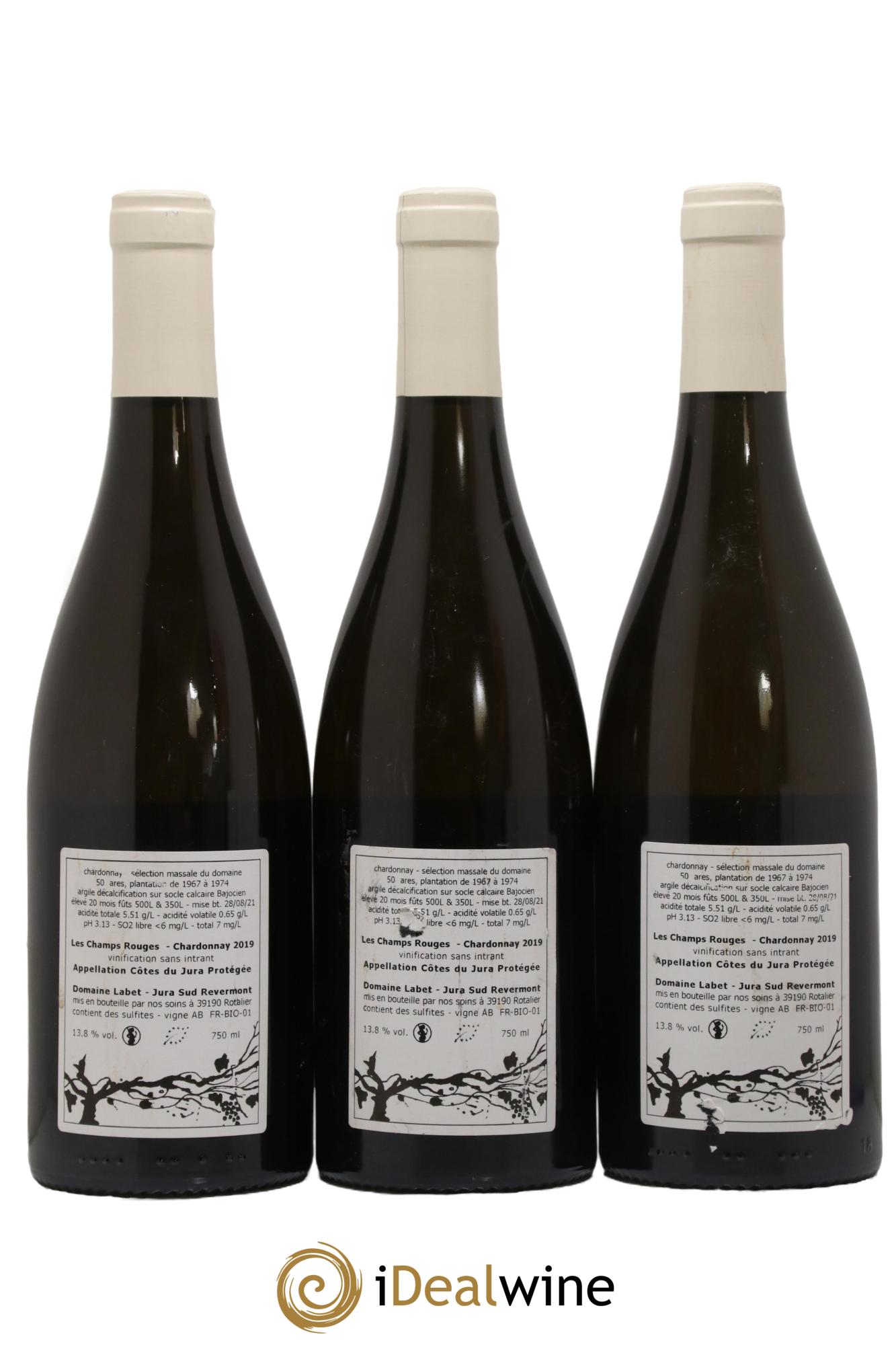 Côtes du Jura Chardonnay Les Champs Rouges Romain - Julien - Charline Labet 2019 - Lotto di 3 bottiglie - 1