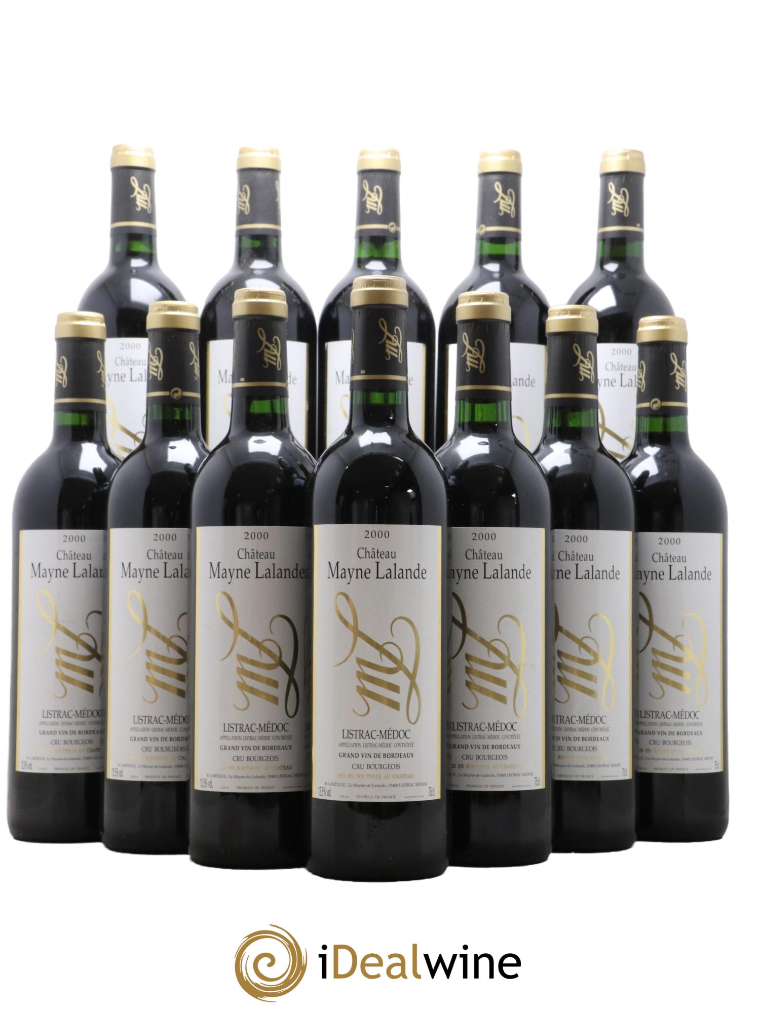 Château Mayne Lalande Cru Bourgeois 2000 - Lot de 12 bouteilles - 0