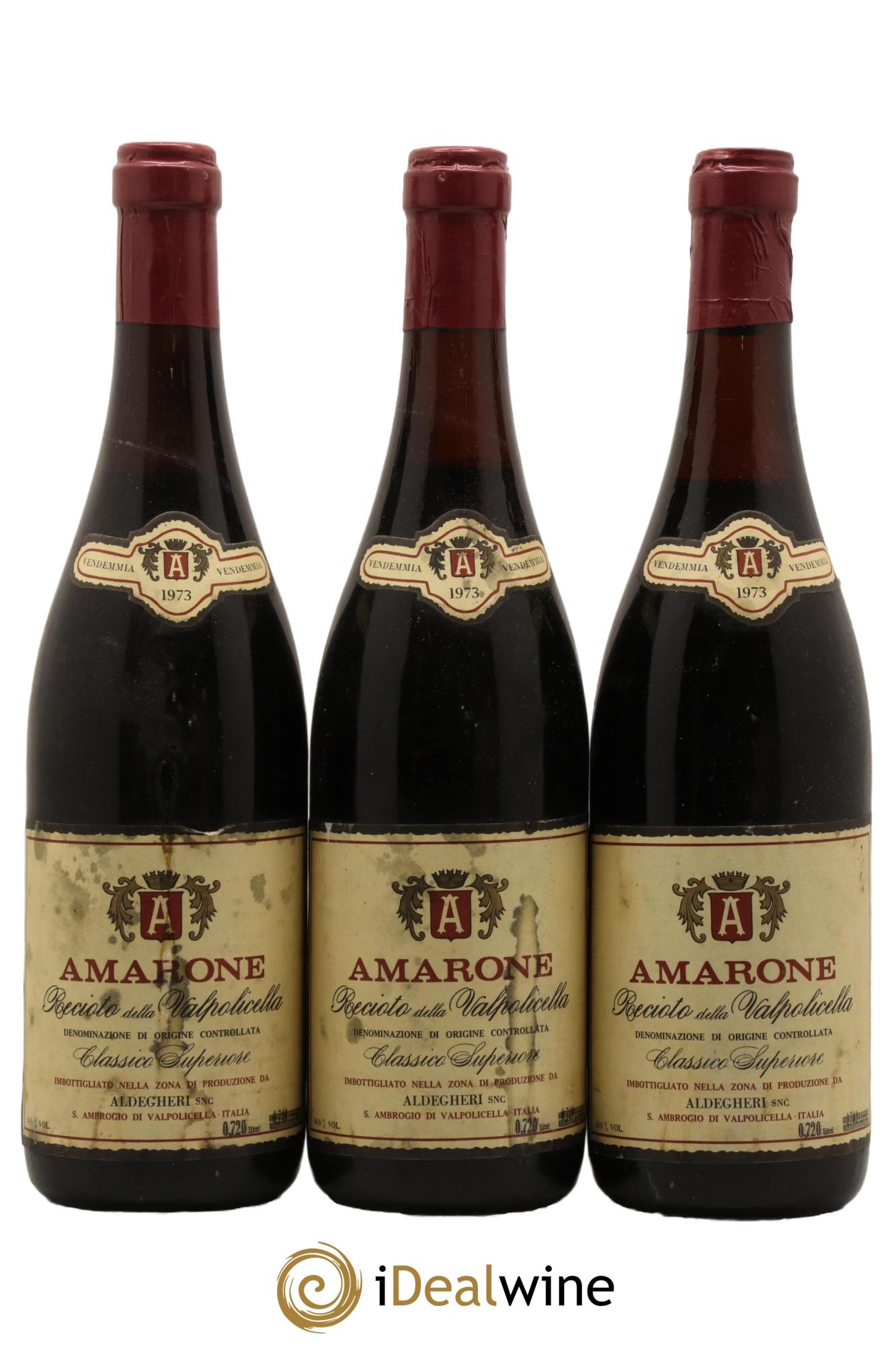 Amarone della Valpolicella DOC Recioto Aldegheri 1973 - Lot de 3 bouteilles - 0