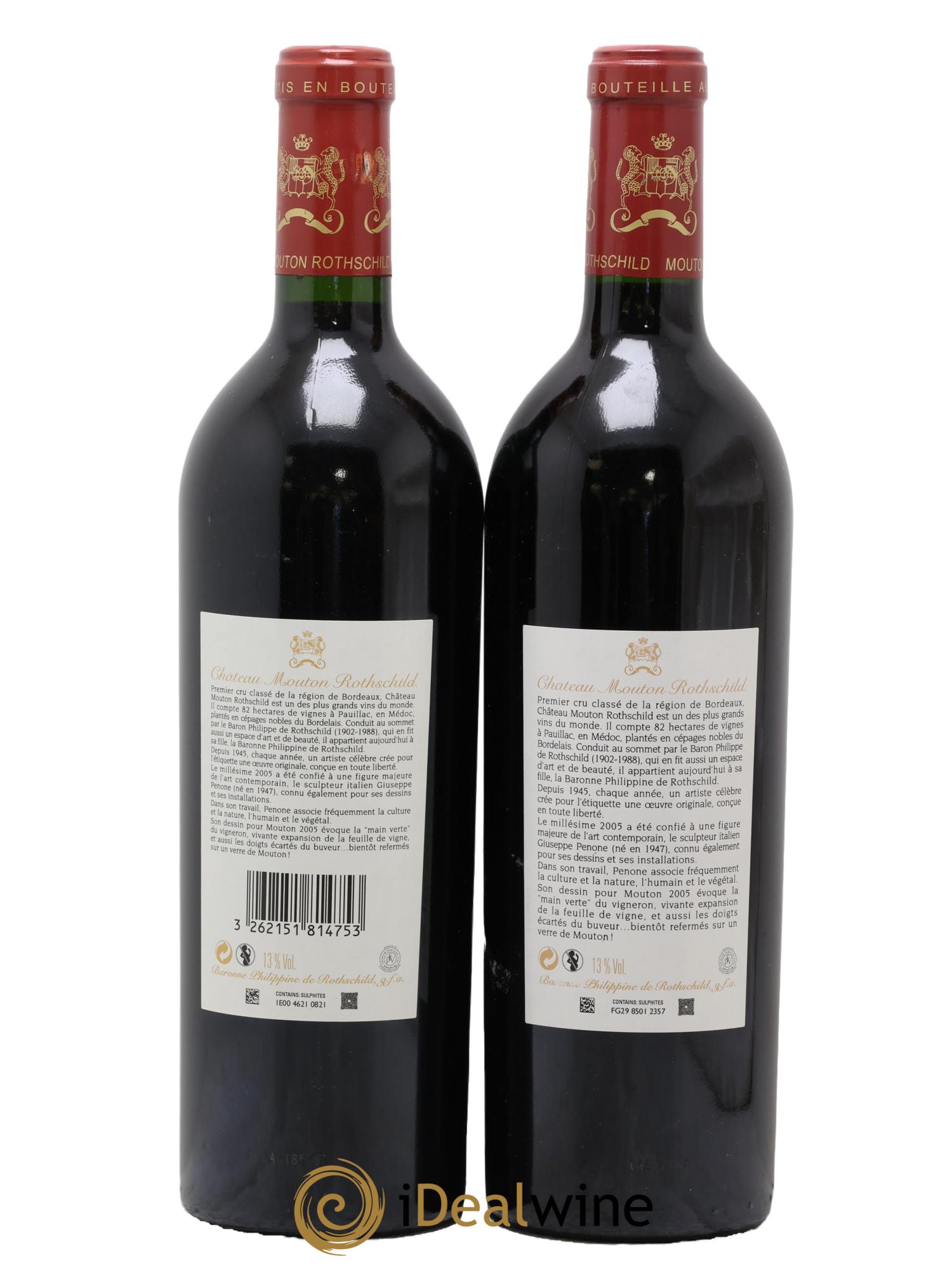 Château Mouton Rothschild 1er Grand Cru Classé 2005 - Lotto di 2 bottiglie - 1