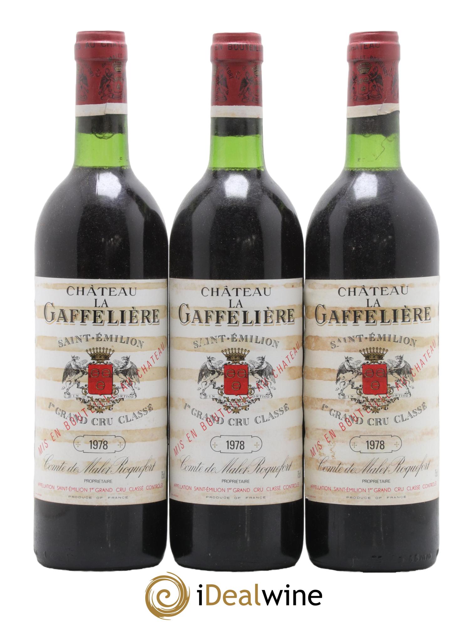 Château la Gaffelière 1er Grand Cru Classé B 1978 - Lot de 3 bouteilles - 0