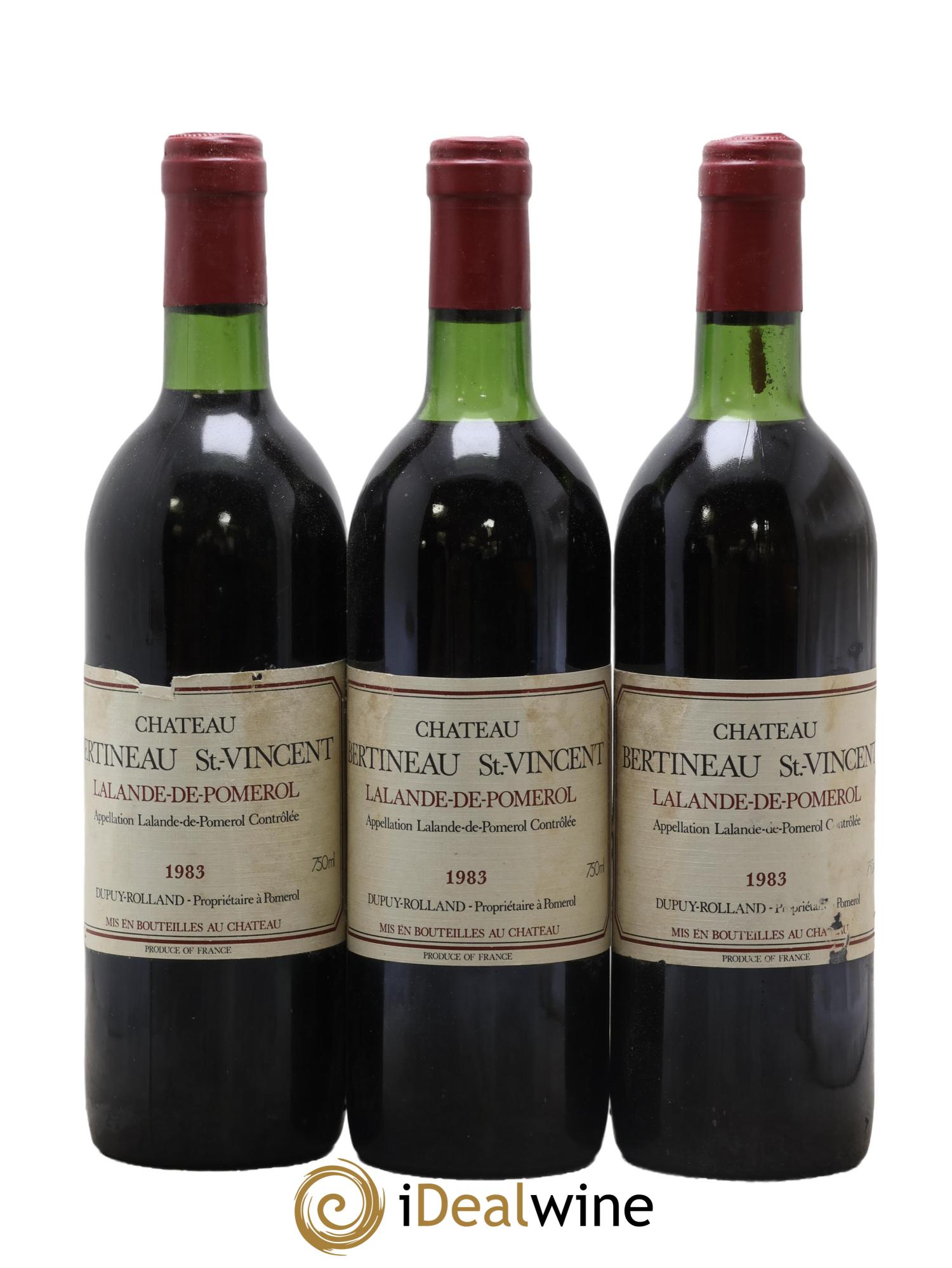 Lalande-de-Pomerol Château Bertineau Saint-Vincent 1983 - Lot de 3 bouteilles - 0