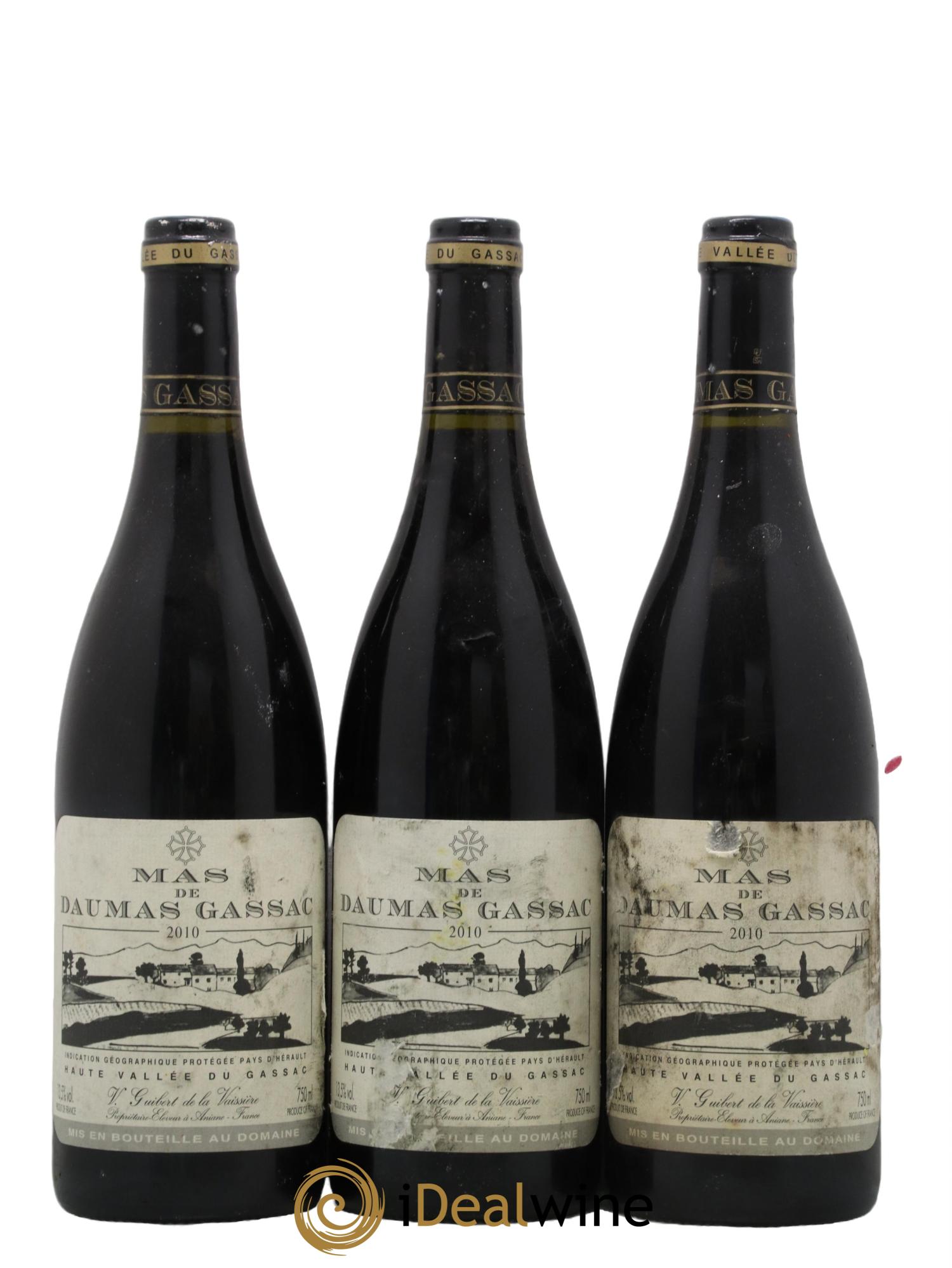 Saint-Guilhem-le-Désert - Cité d'Aniane Mas Daumas Gassac Famille Guibert de La Vaissière 2010 - Lot de 3 bouteilles - 0