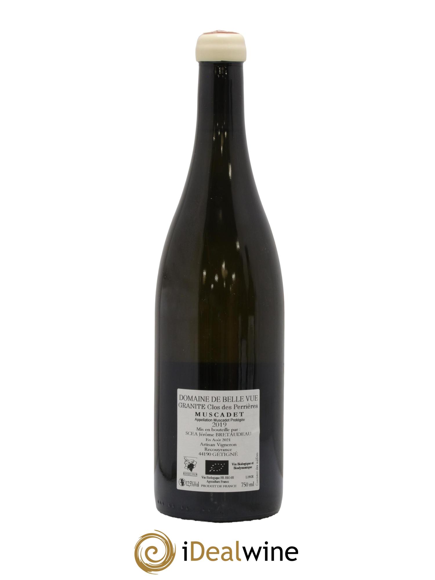 Muscadet-Sèvre-et-Maine Granite Clos des Perrières Jérôme Bretaudeau - Domaine de Bellevue 2019 - Lot de 1 bouteille - 1
