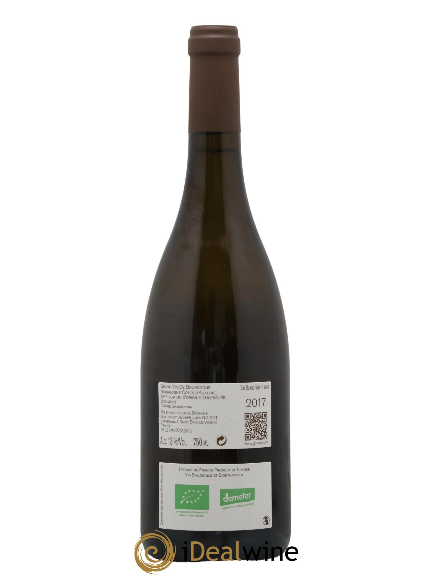 Bourgogne Côtes d'Auxerre Biaumont Goisot 2017 - Lot of 1 bottle - 1
