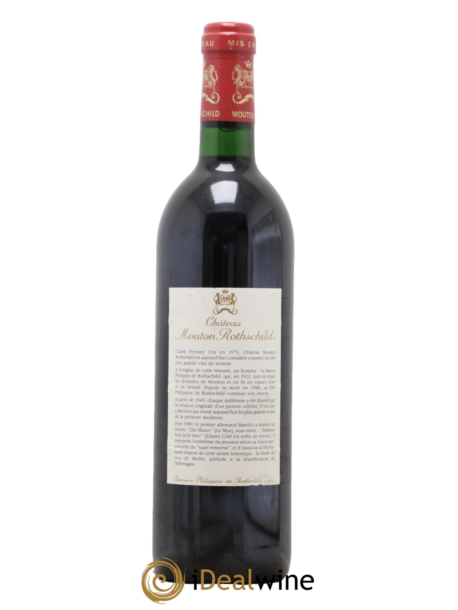 Château Mouton Rothschild 1er Grand Cru Classé 1989 - Lot de 1 bouteille - 1
