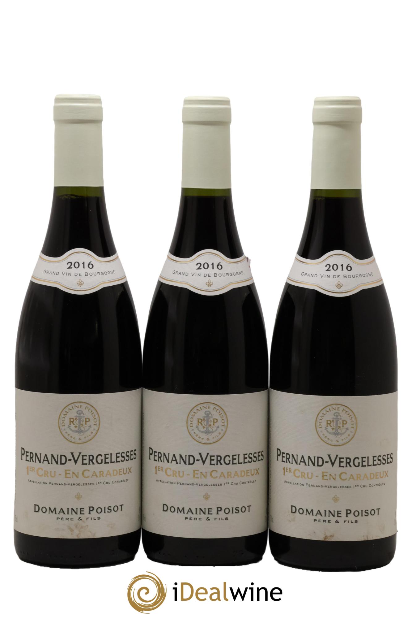 Pernand-Vergelesses 1er Cru En Caradeux Poisot Père et Fils 2016 - Lot of 3 bottles - 0