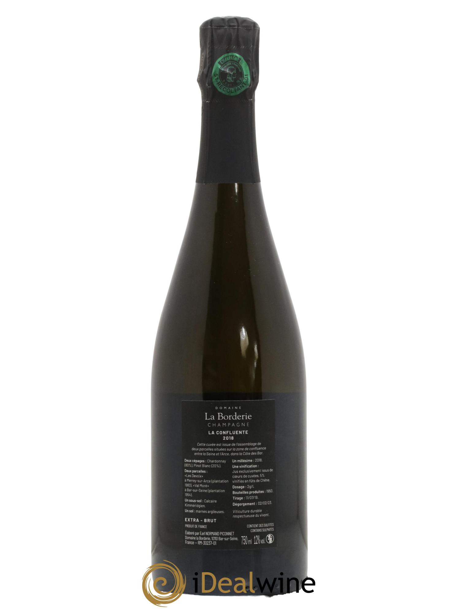 Champagne Extra Brut Blanc de Blancs La Confluente Maison La Borderie 2018 - Lot de 1 bouteille - 1