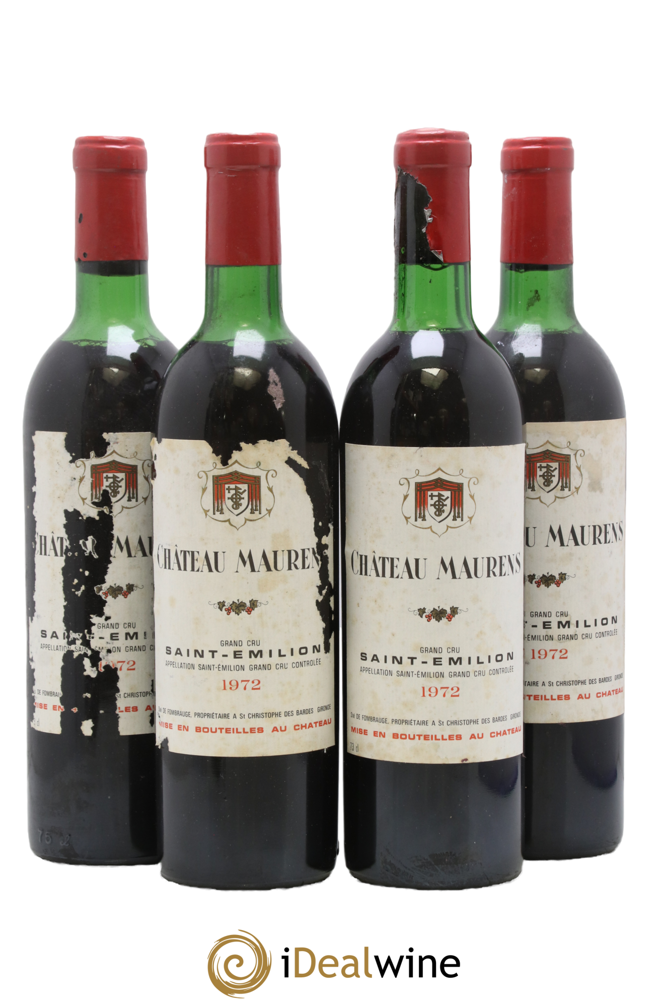 Saint-Émilion Château Maurens 1972 - Lot de 4 bouteilles - 0