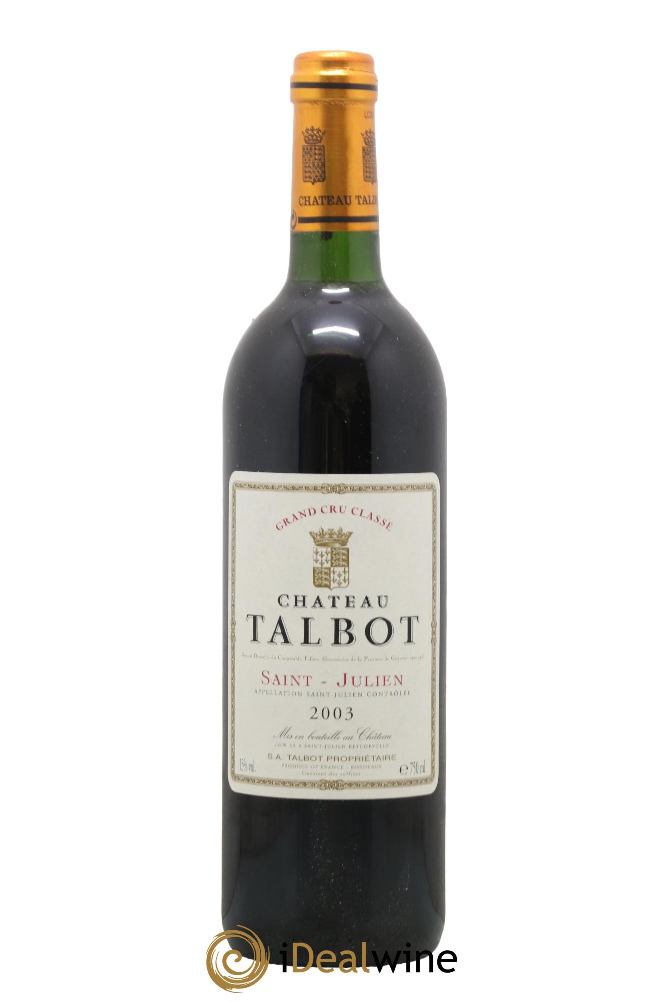 Château Talbot 4ème Grand Cru Classé 2003 - Lot de 1 bouteille - 0