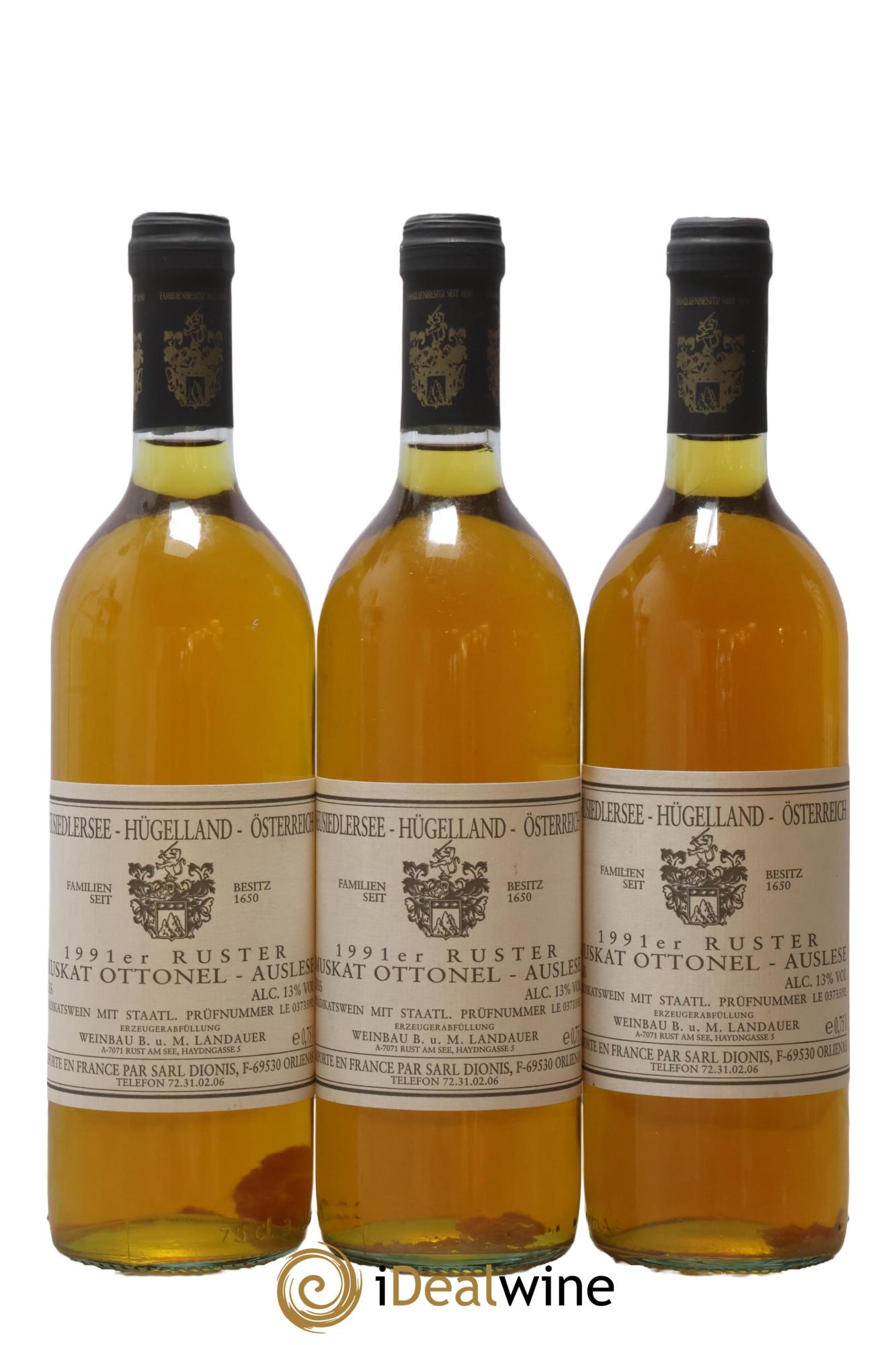 Autriche Ruster Muskat Ottonel Auslese Landauer 1991 - Posten von 3 Flaschen - 0