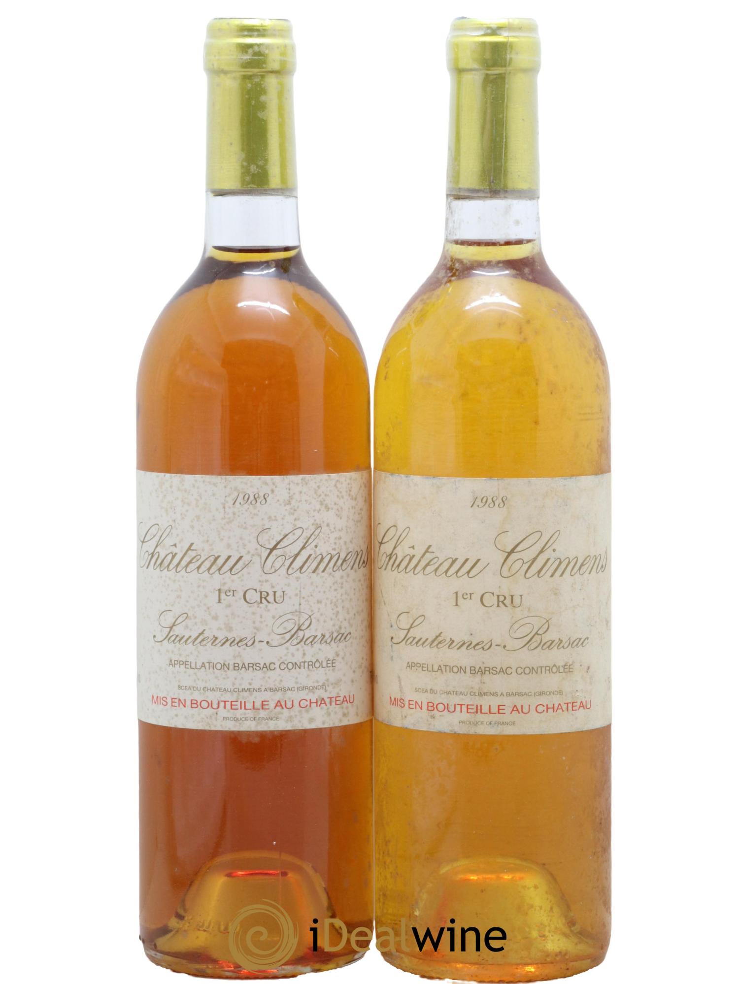 Château Climens 1er Grand Cru Classé 1988 - Lotto di 2 bottiglie - 0